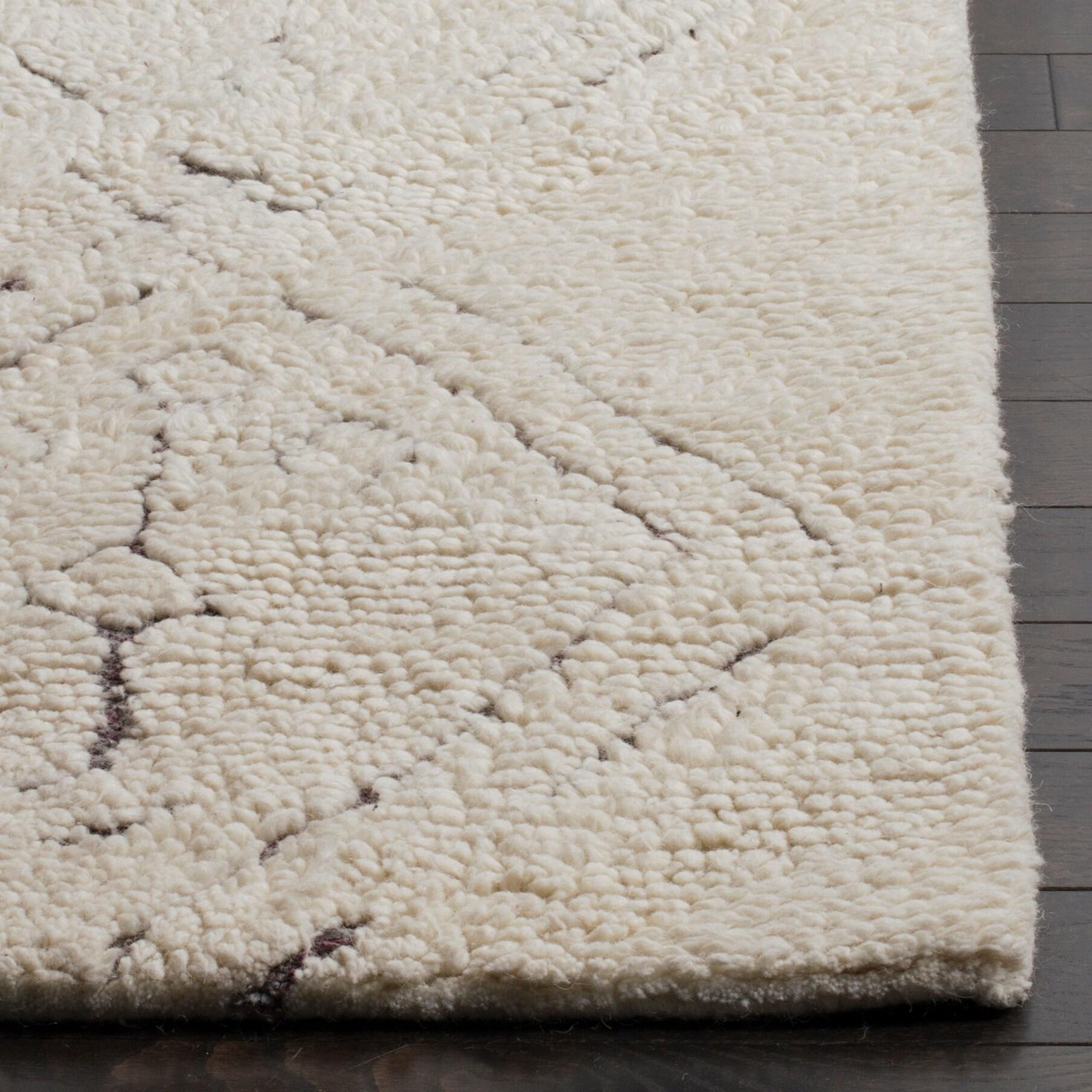 SAFAVIEH Casablanca Willow Geometric Shag Area Rug, Ivory/Multi, 6' x 6' Round