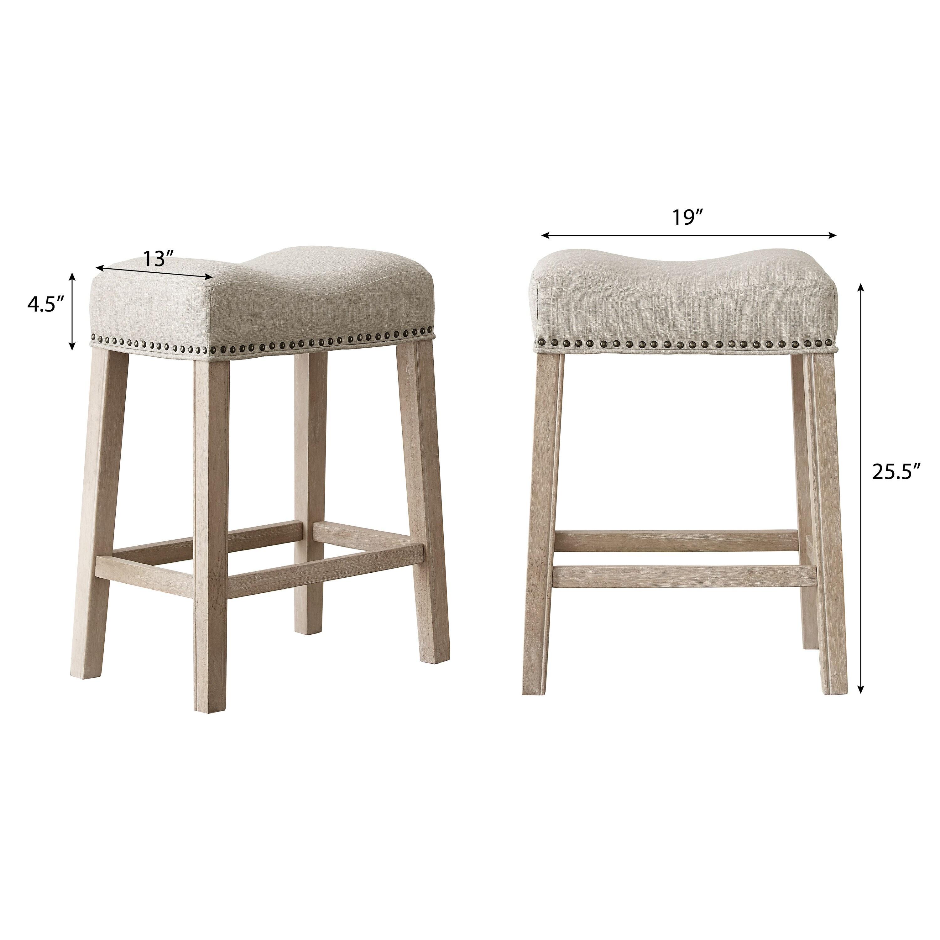 Roundhill Furniture CoCo Upholstered Backless Saddle Seat Counter Stools 24 height, Tan, Set of 2