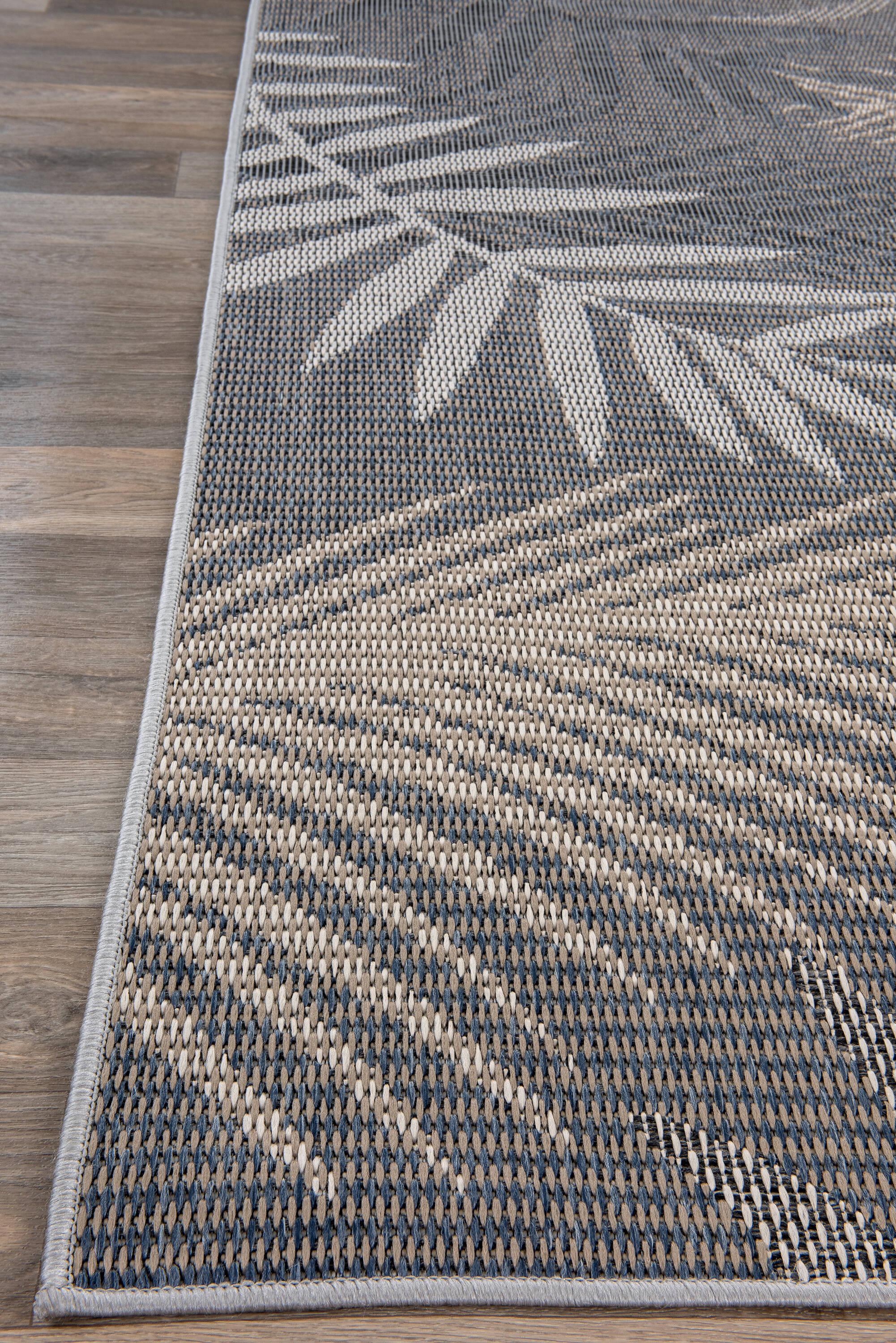 World Rug Gallery Bahama Palm Frond Indoor/Outdoor Area Rug - Gray 7'10" x 10'