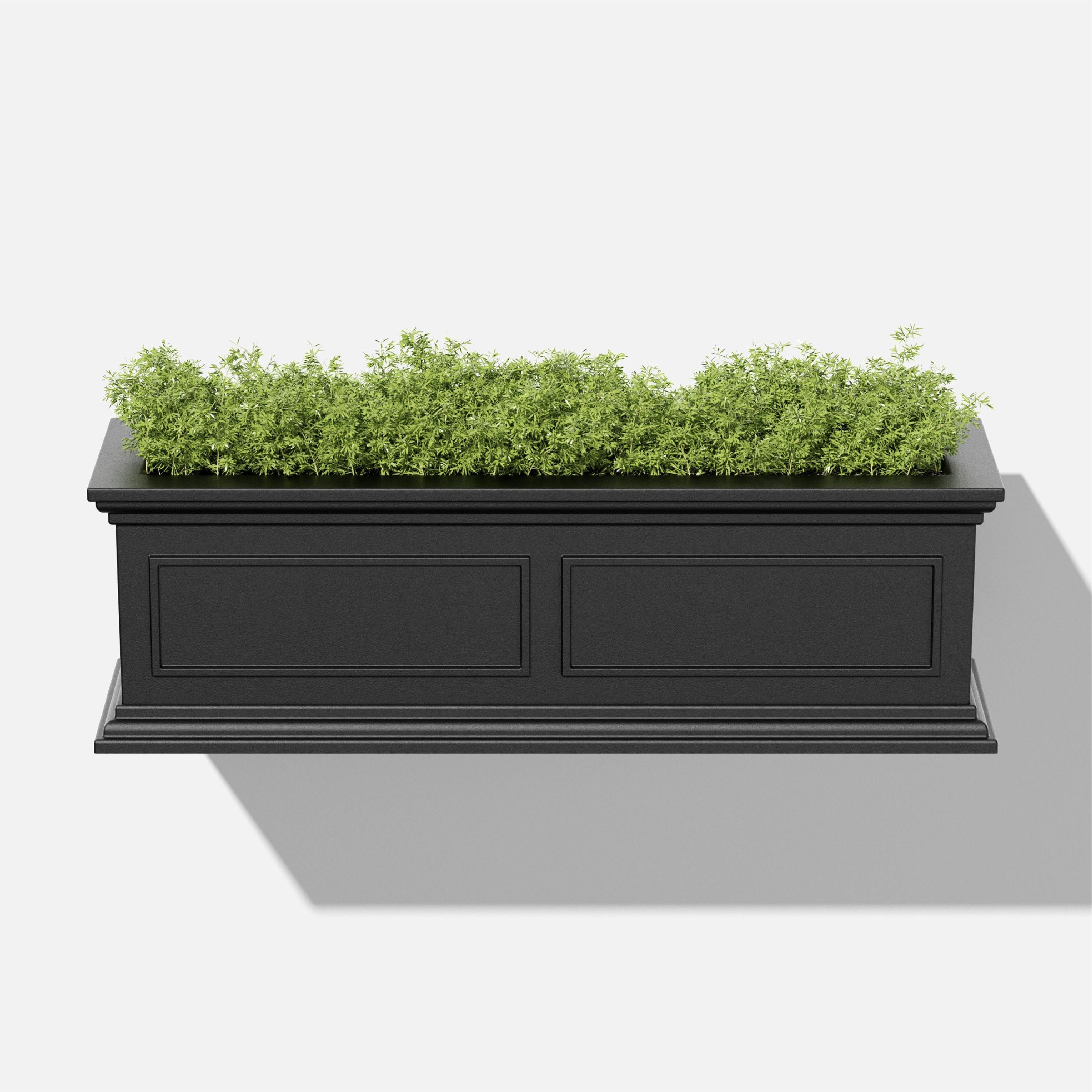 Veradek Brixton Railing Window Box 36" Plastic Planter 2-Pack Black