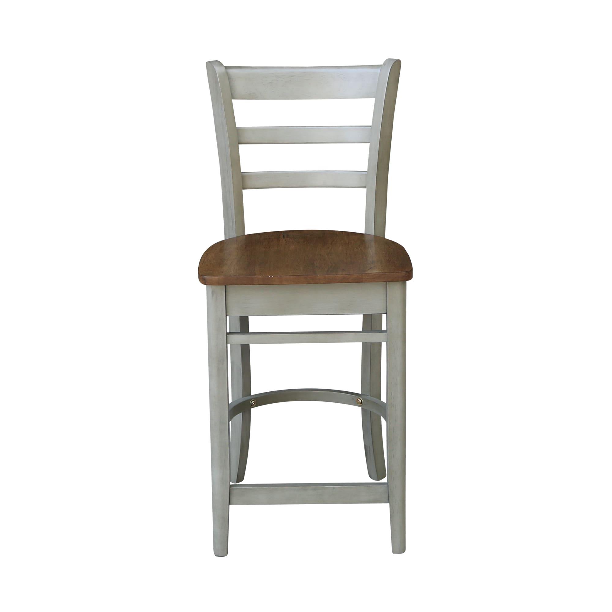 International Concepts Wood Emily Ladder Back Counter Height Stool - 24" Seat Height - Distressed Hickory/Stone