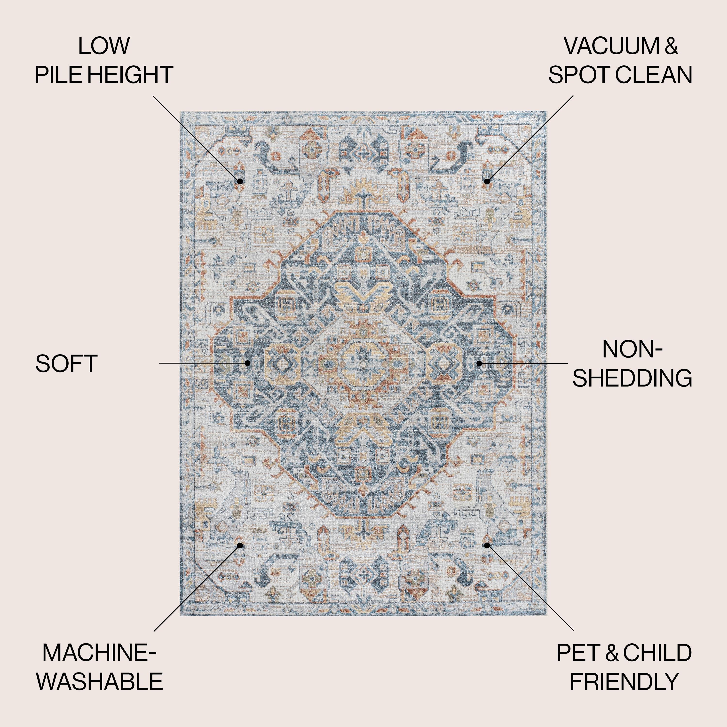 JONATHAN Y Shaemus Bohemian Medallion Low-Pile Machine-Washable Indoor Area Rug