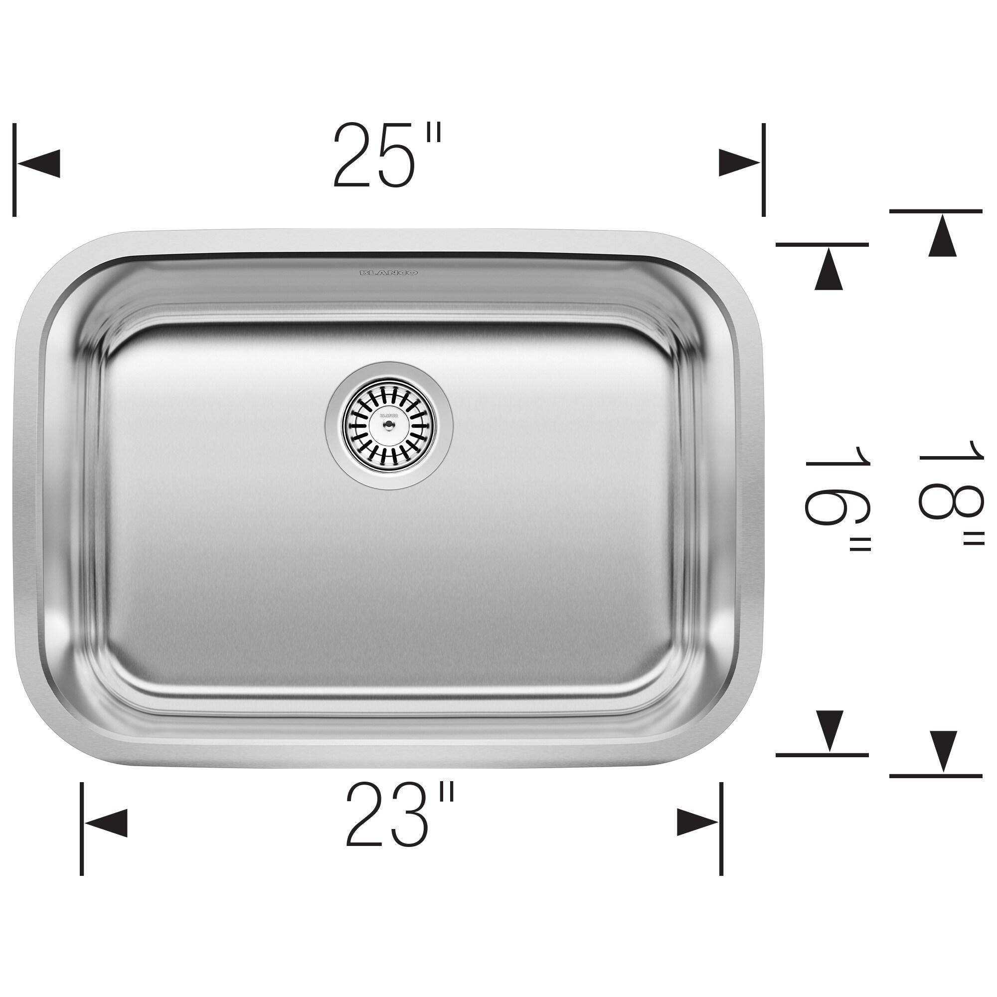 STELLAR 25" L x 18" W Single Bowl Stainless Steel Undermount Kitchen Sink