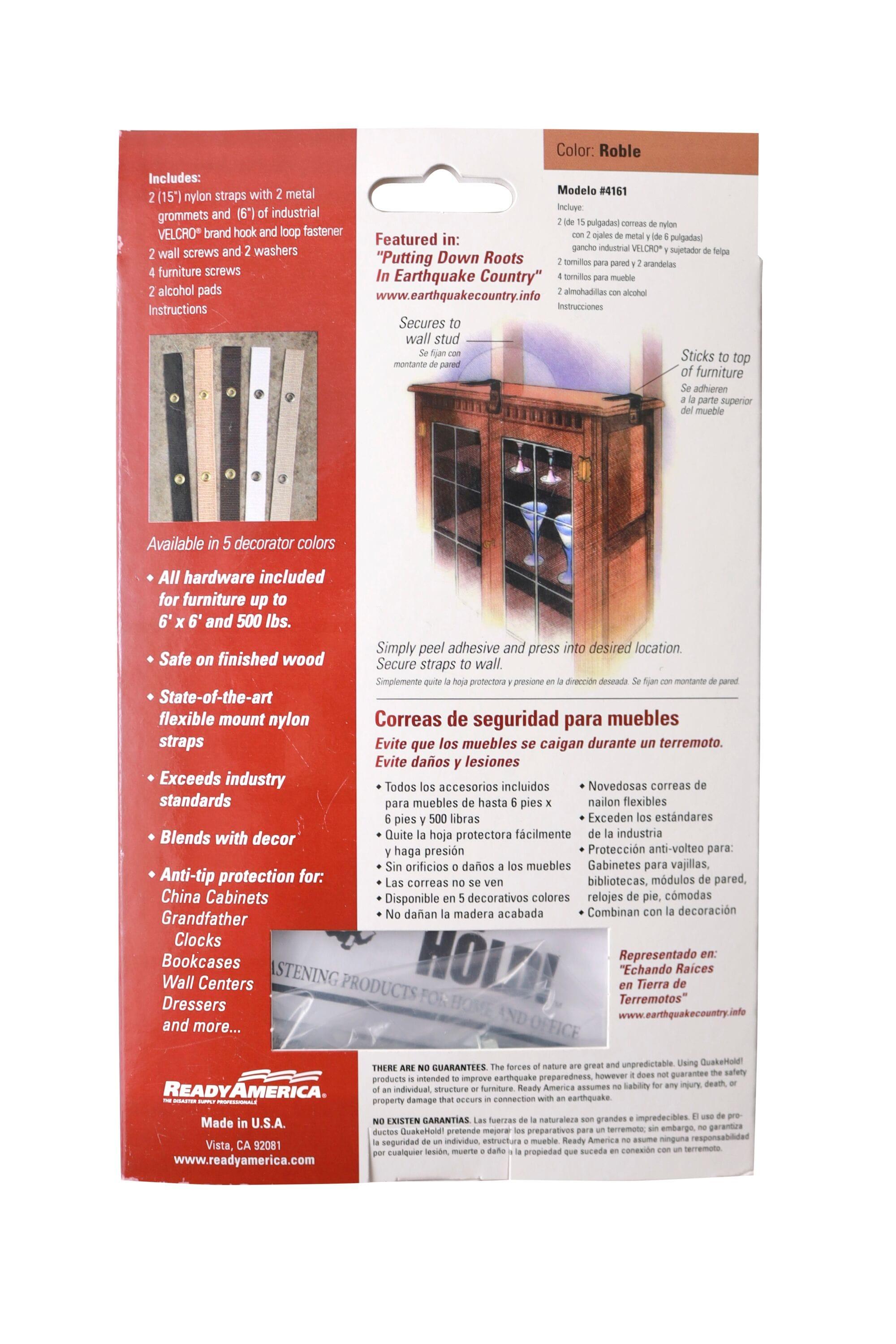 Oak 15-inch Self-Adhesive Furniture Safety Straps