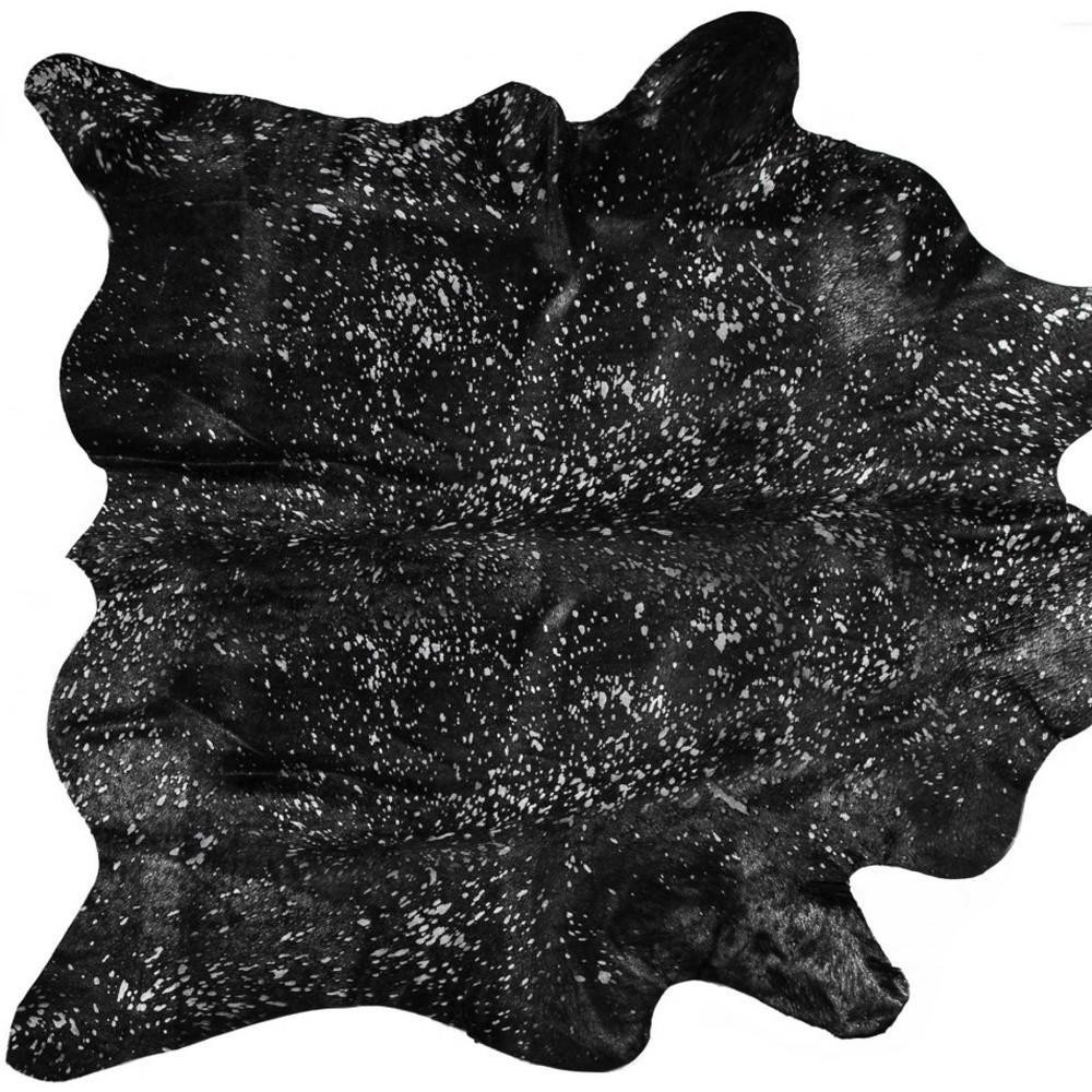5" X 7" Black And Silver Cowhide Area Rug
