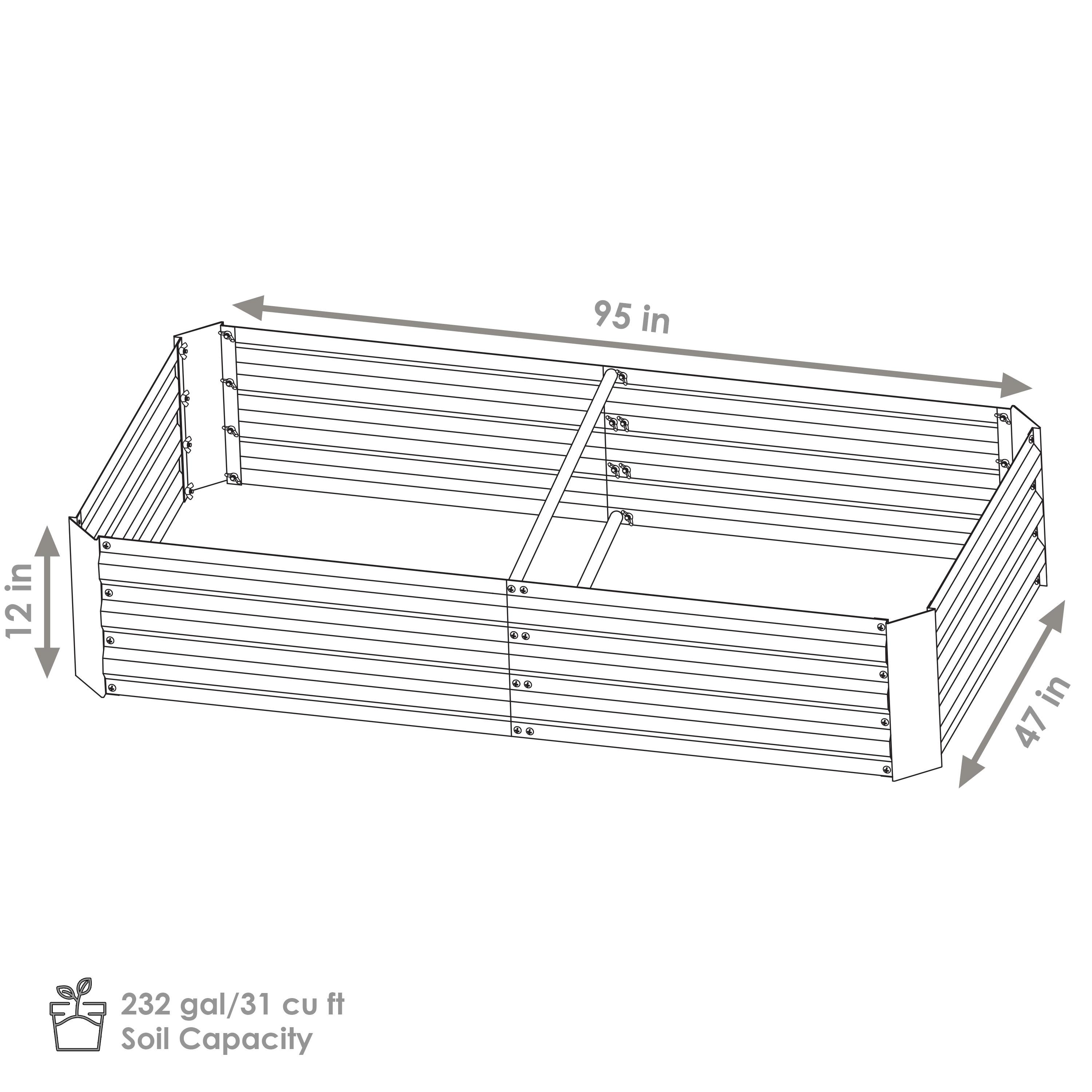 Sunnydaze Galvanized Steel Rectangle Raised Garden Bed - 4' x 8' - Gray