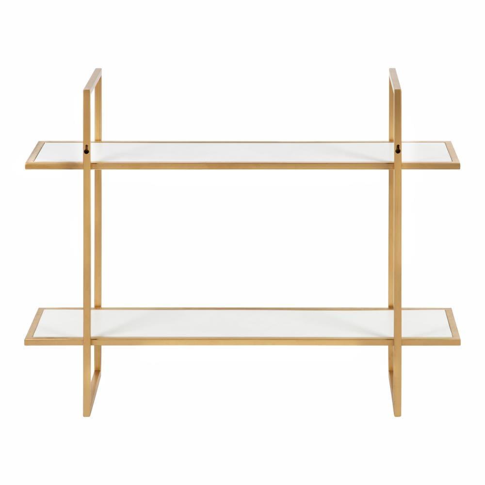 Kate & Laurel All Things Decor 30" x 24" Leigh Wood and Metal Wall Shelf White: MDF Floating Wall Shelves, 2-Tier