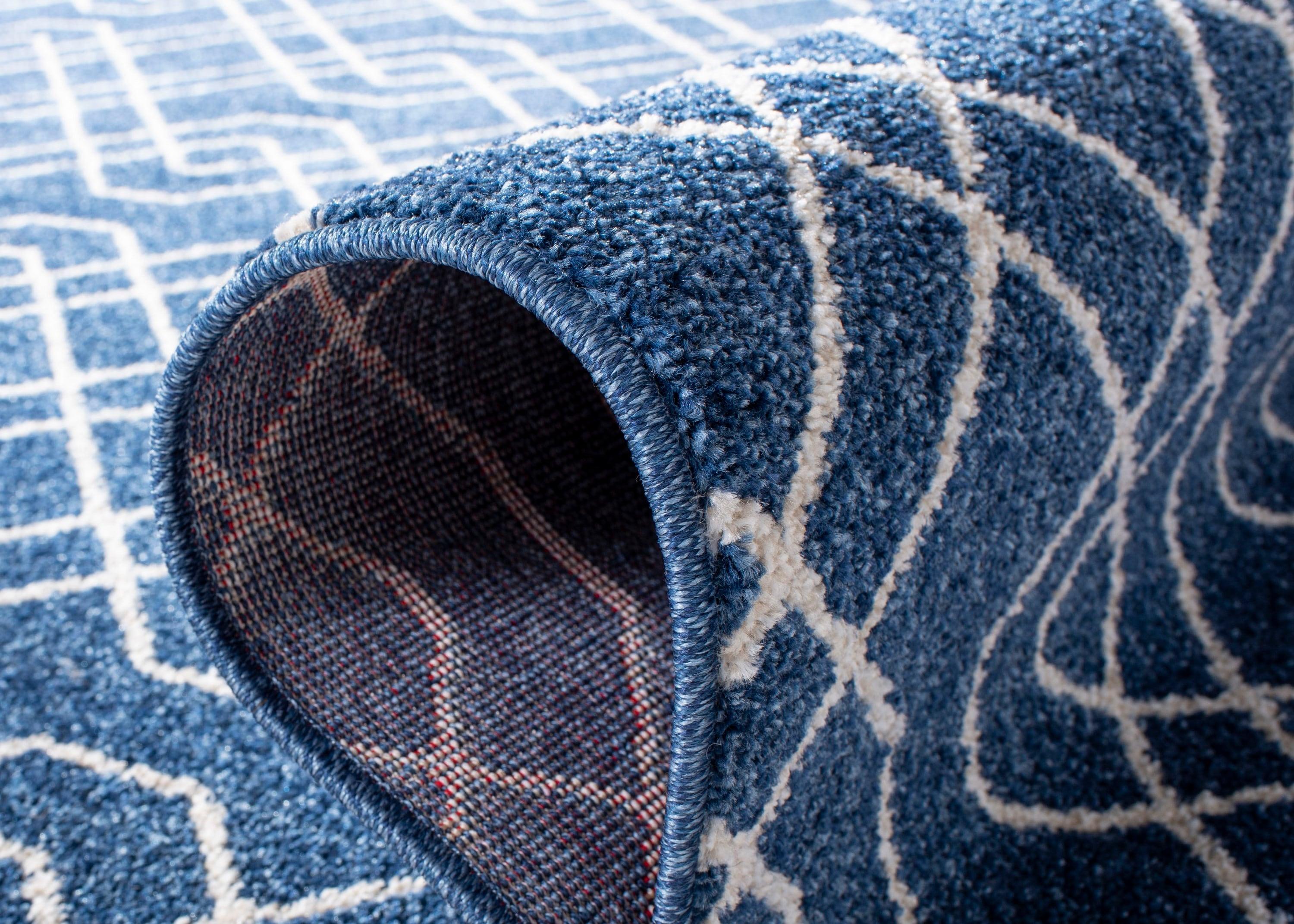 Amherst AMT407 Power Loomed Area Rug - Navy/Beige - 4'x6' - Safavieh.