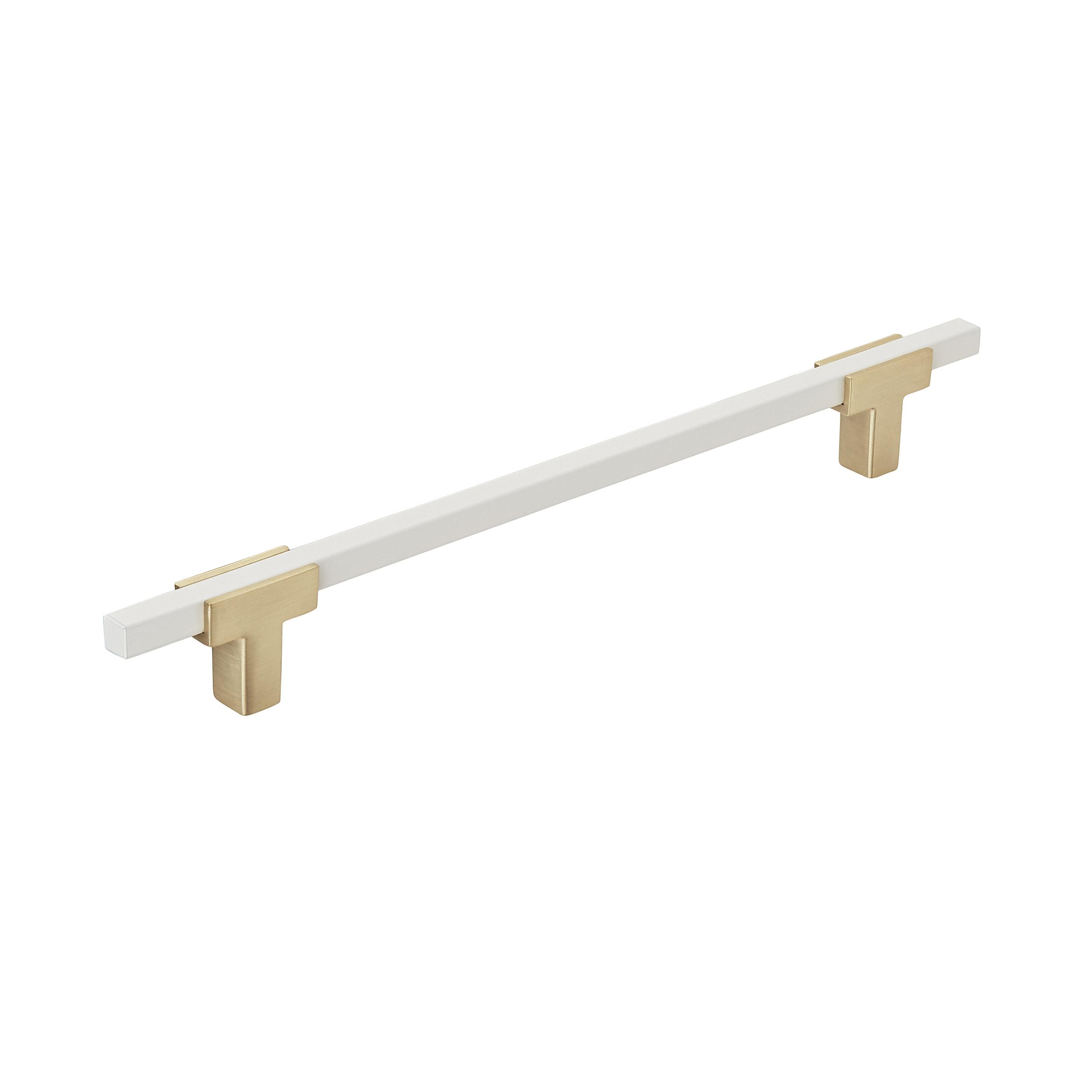 Amerock Urbanite 7-9/16 inch (192mm) Center-to-Center Brushed Gold/White Cabinet Pull