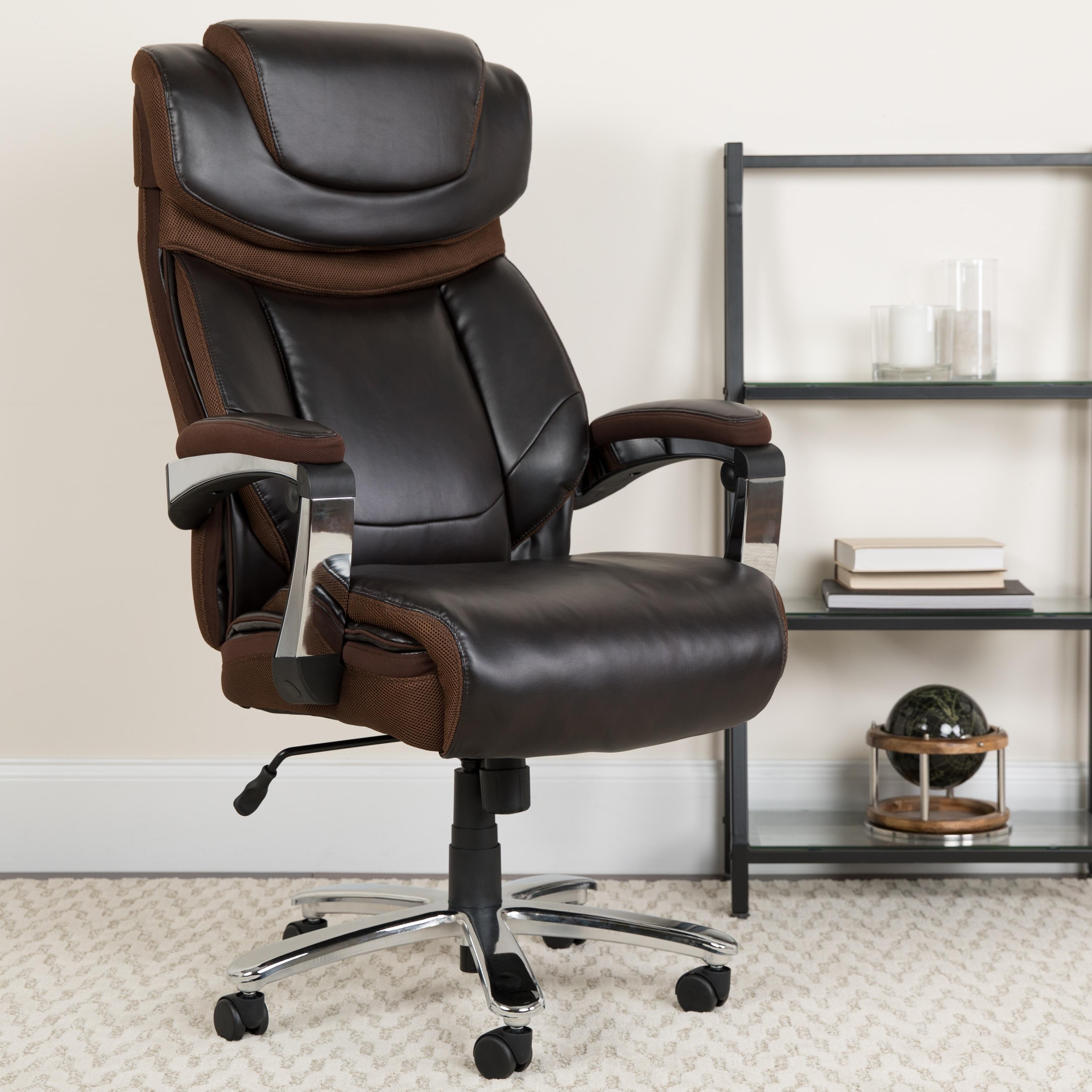 Flash Furniture Esmeralda Big & Tall LeatherSoft Ergonomic Office Chair with Headrest and Armrests
