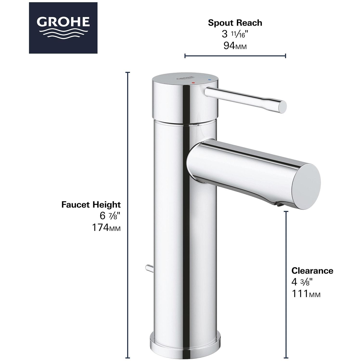 Grohe 32 216 A Essence 1.2 GPM Single Hole Bathroom Faucet - Nickel