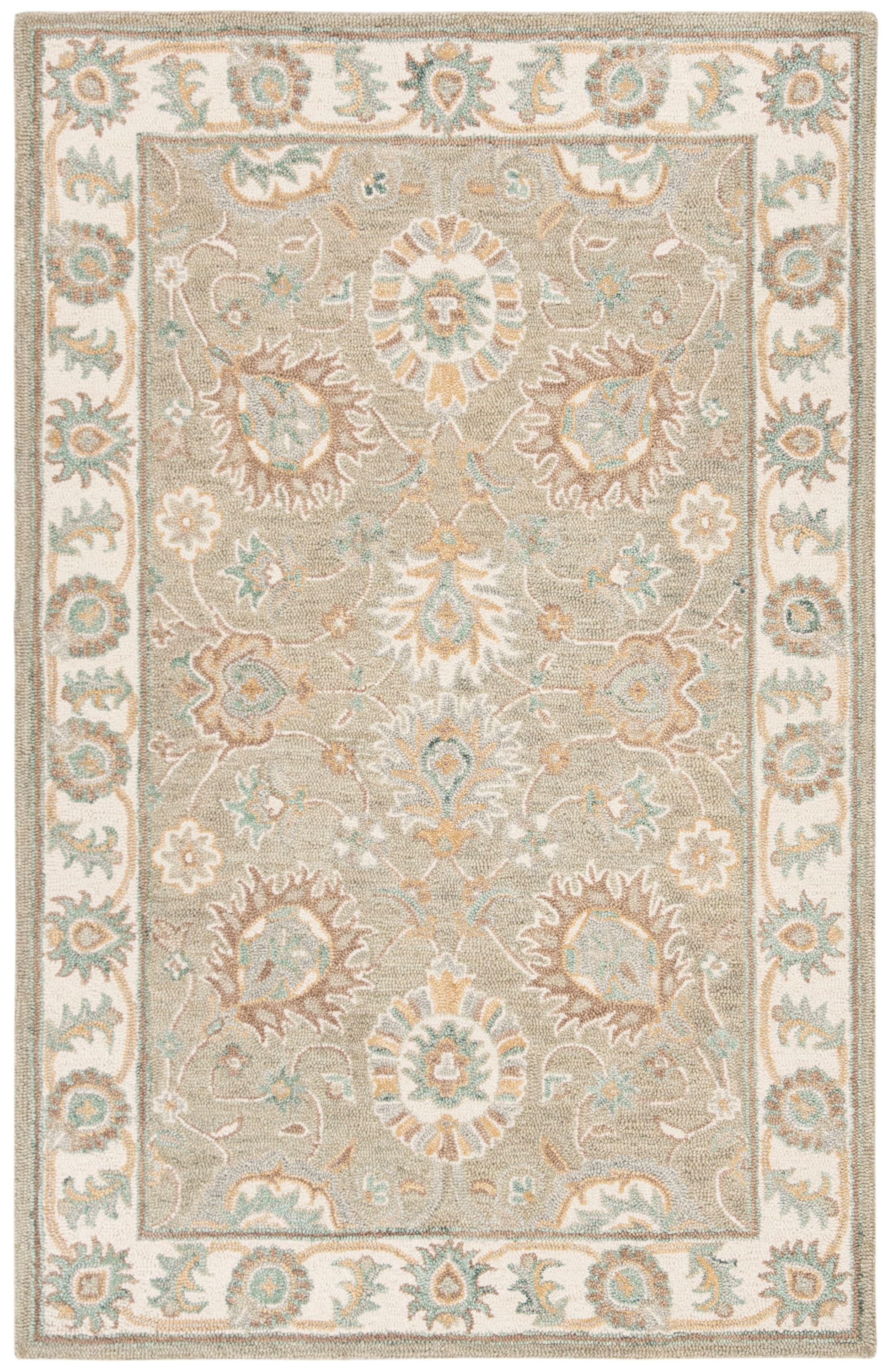 Blossom BLM702 Hand Tufted Area Rug - Sage/Ivory - 5'x8' - Safavieh.
