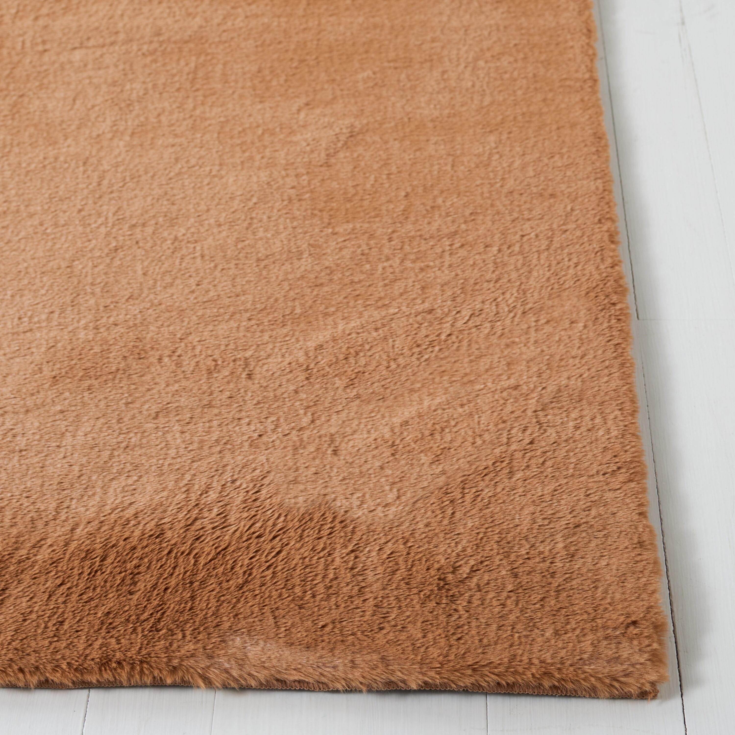 Faux Rabbit Fur FRF500 Power Loomed Machine Washable Area Rug - Brown - 6'x6' - Safavieh.