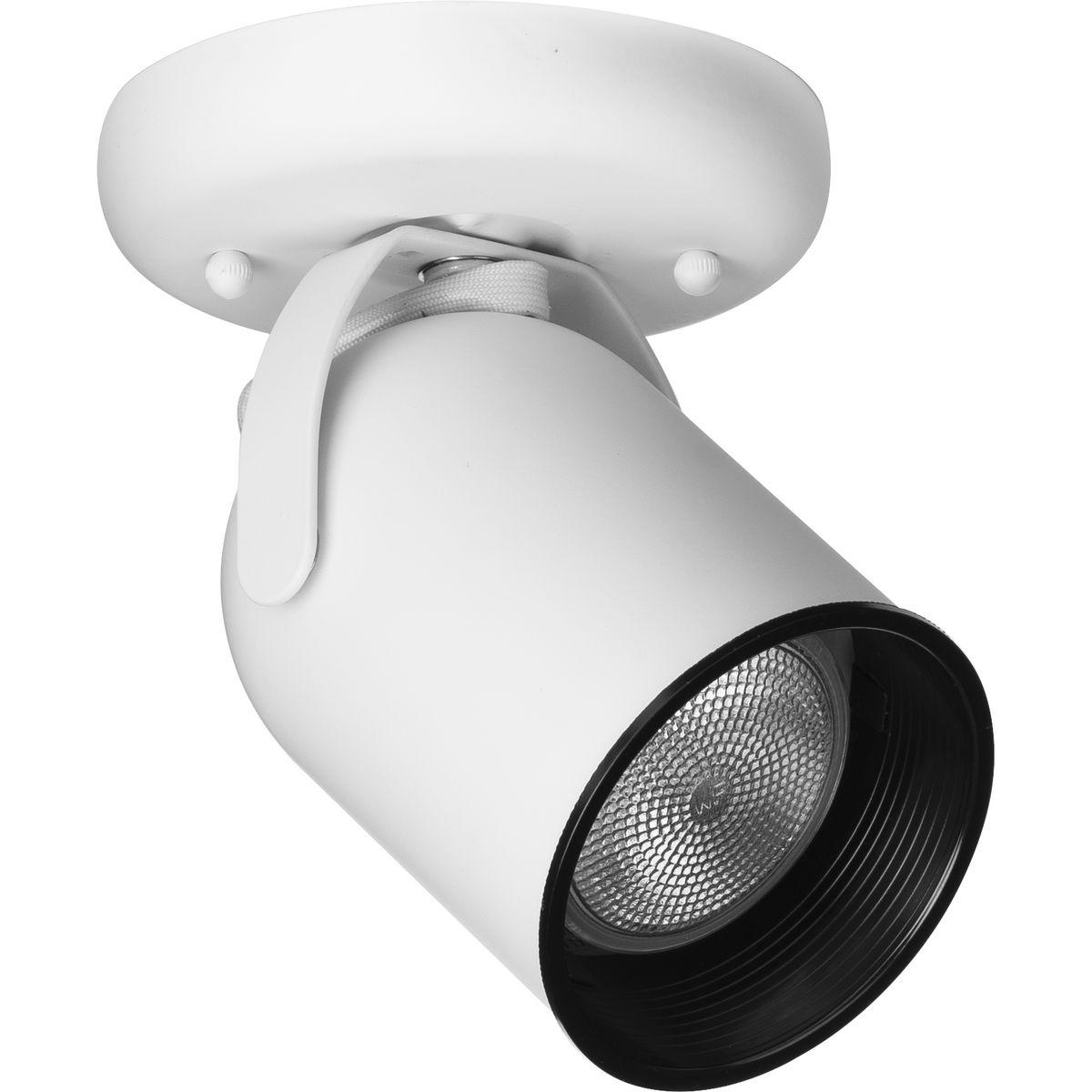 Progress Lighting, Directionals, 1-Light, Ceiling Light, Brushed Nickel, Round Back, White Shade