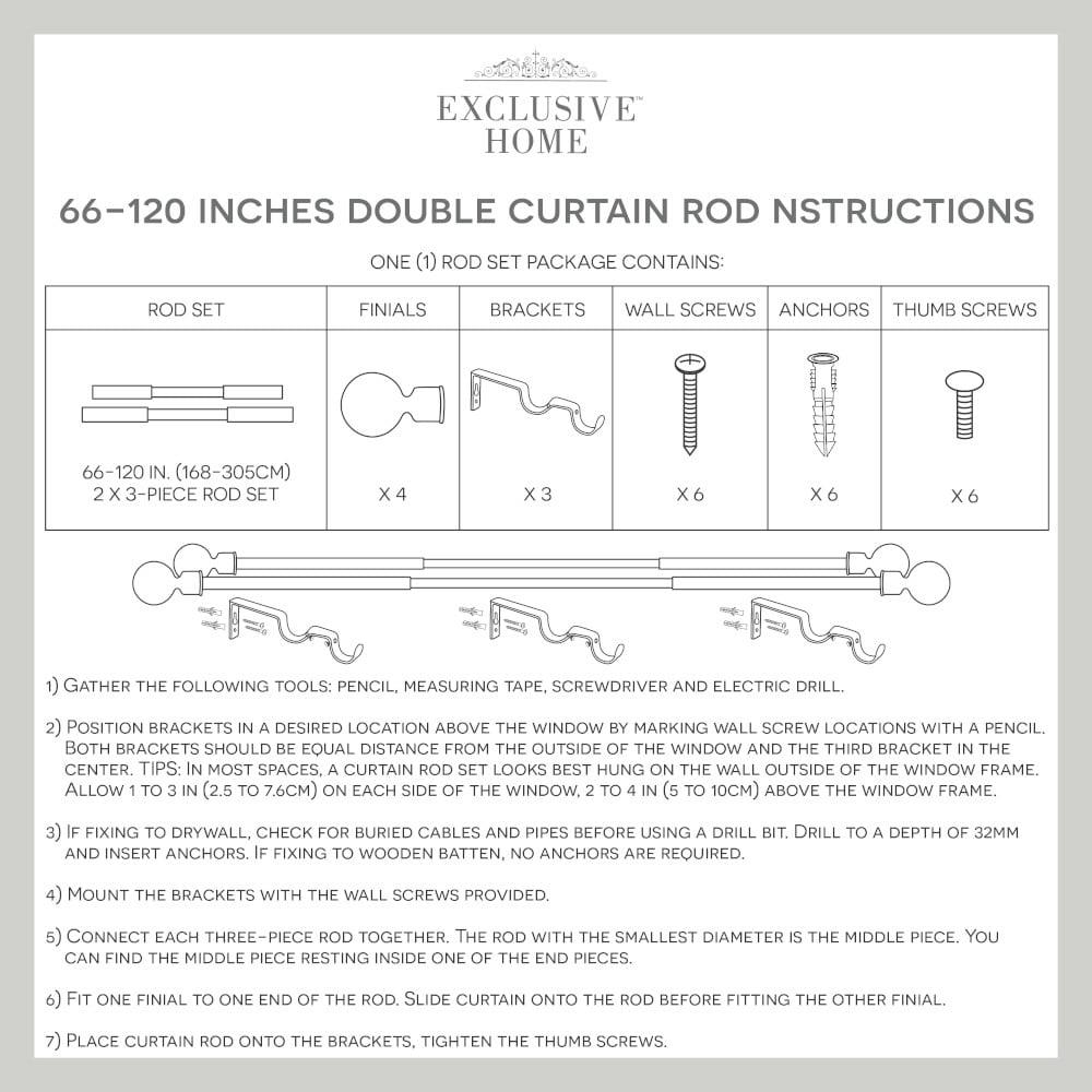 Rosdorf Park Harmoni Adjustable 72" to 120" Double Curtain Rod