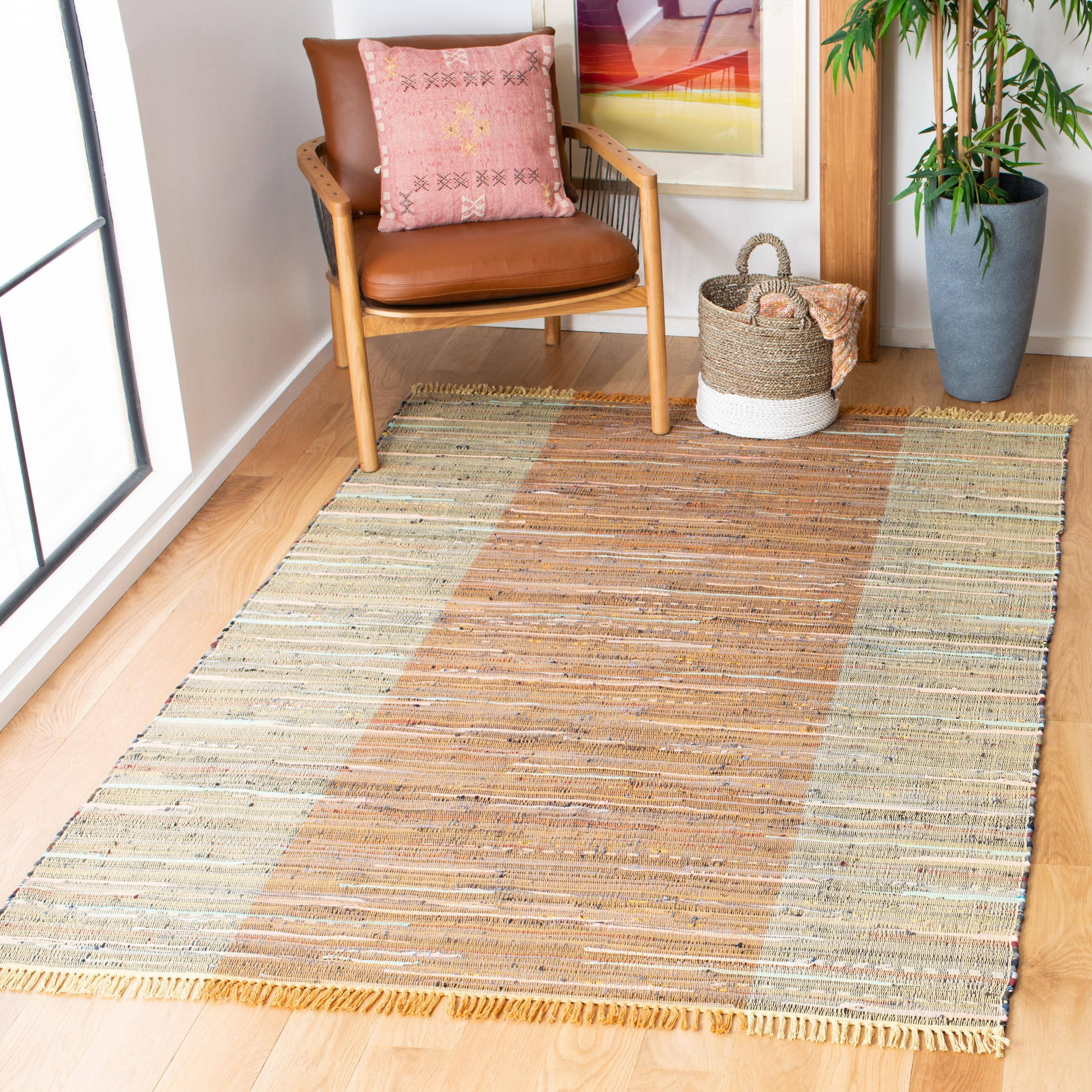 Rag Area Rug RAR122 Hand Woven Area Rug - Rust/Gold - 4'x6' - Safavieh.