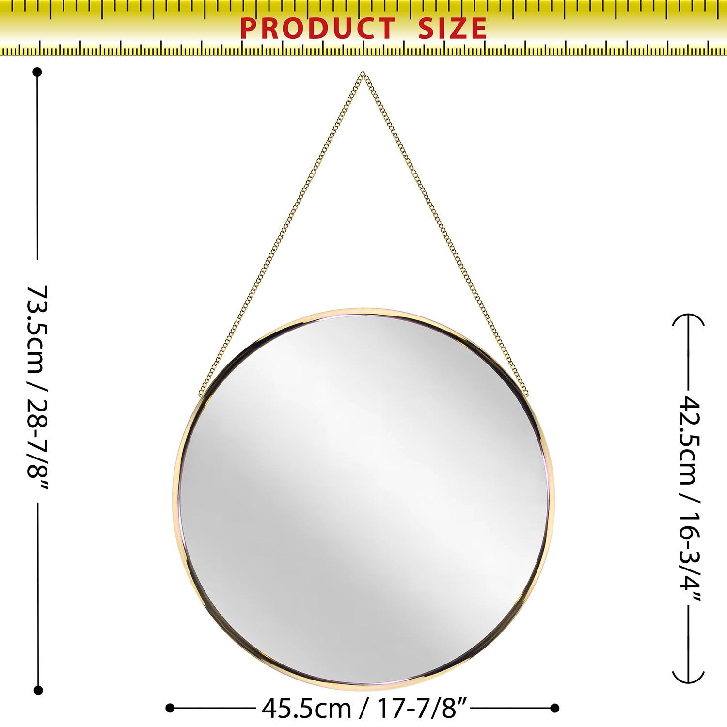 17.5" Franc Round Hanging Wall Mirror with Metal Chain Gold - Infinity Instruments: Modern Decor, No Assembly Required