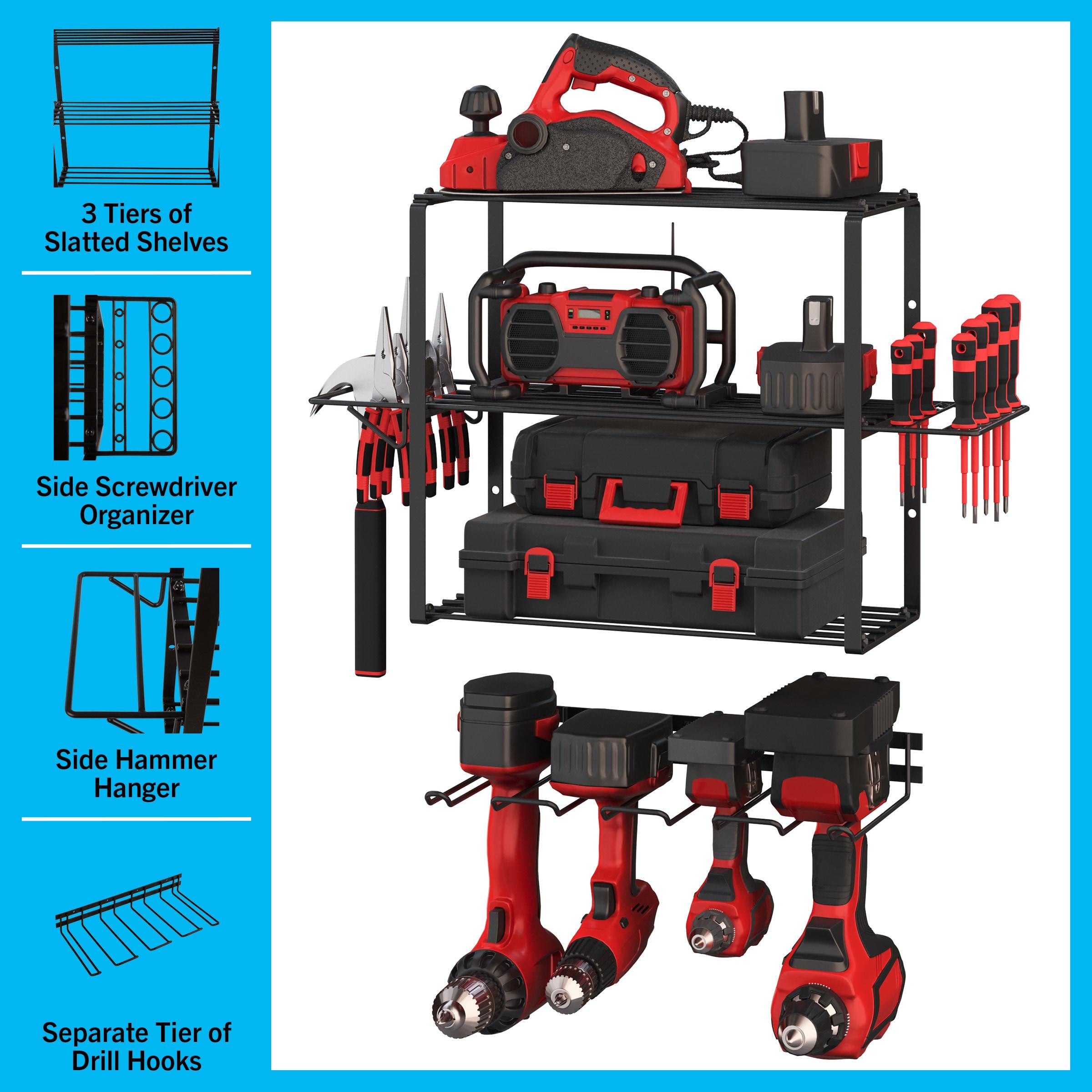 Stalwart 4-Tier Power Tool Organizer Shelving - Wall Mount Garage Storage System for Tools by Stalwart