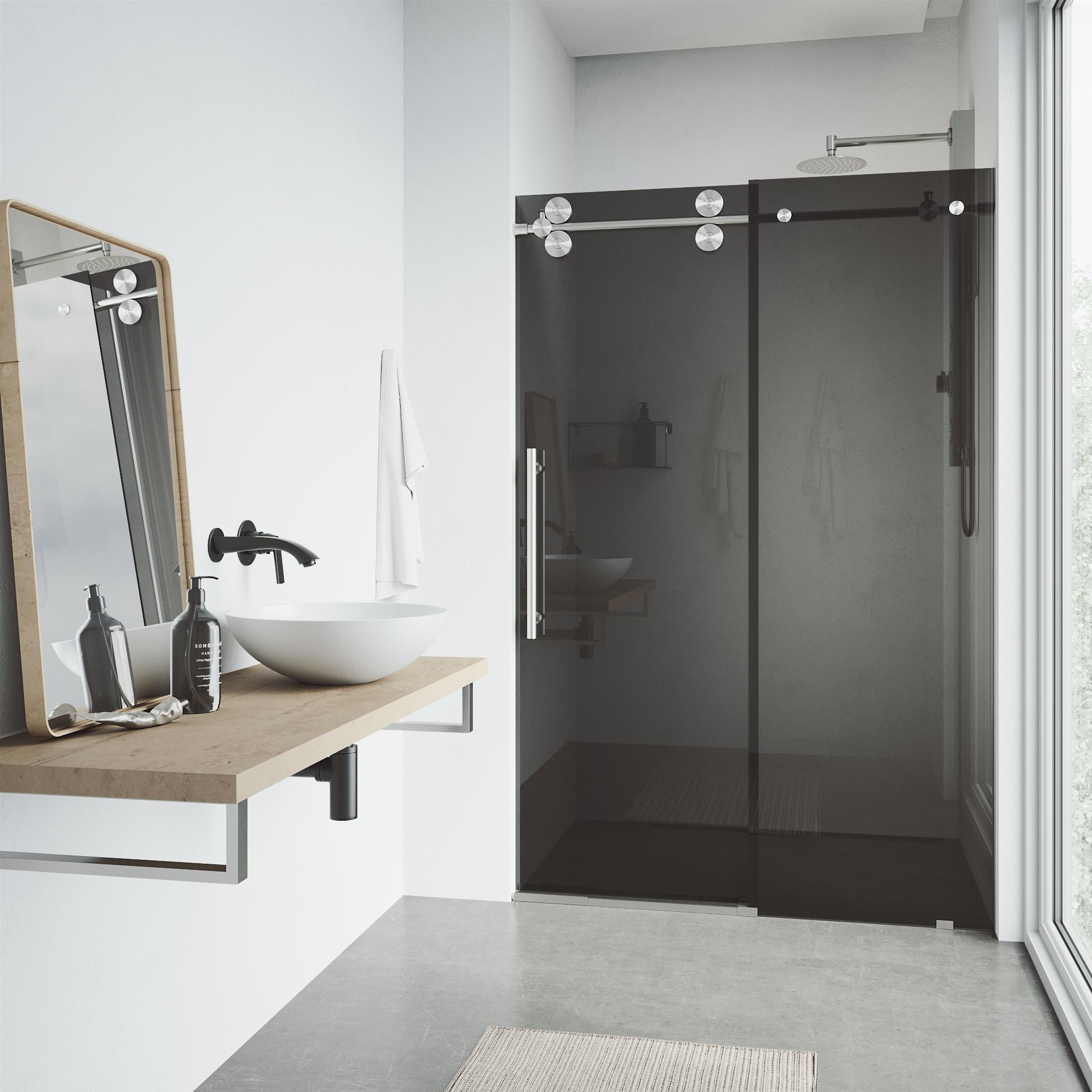 Elan 56-60" W x 74" H Sliding Frameless Shower Door with 3/8" Tinted Glass