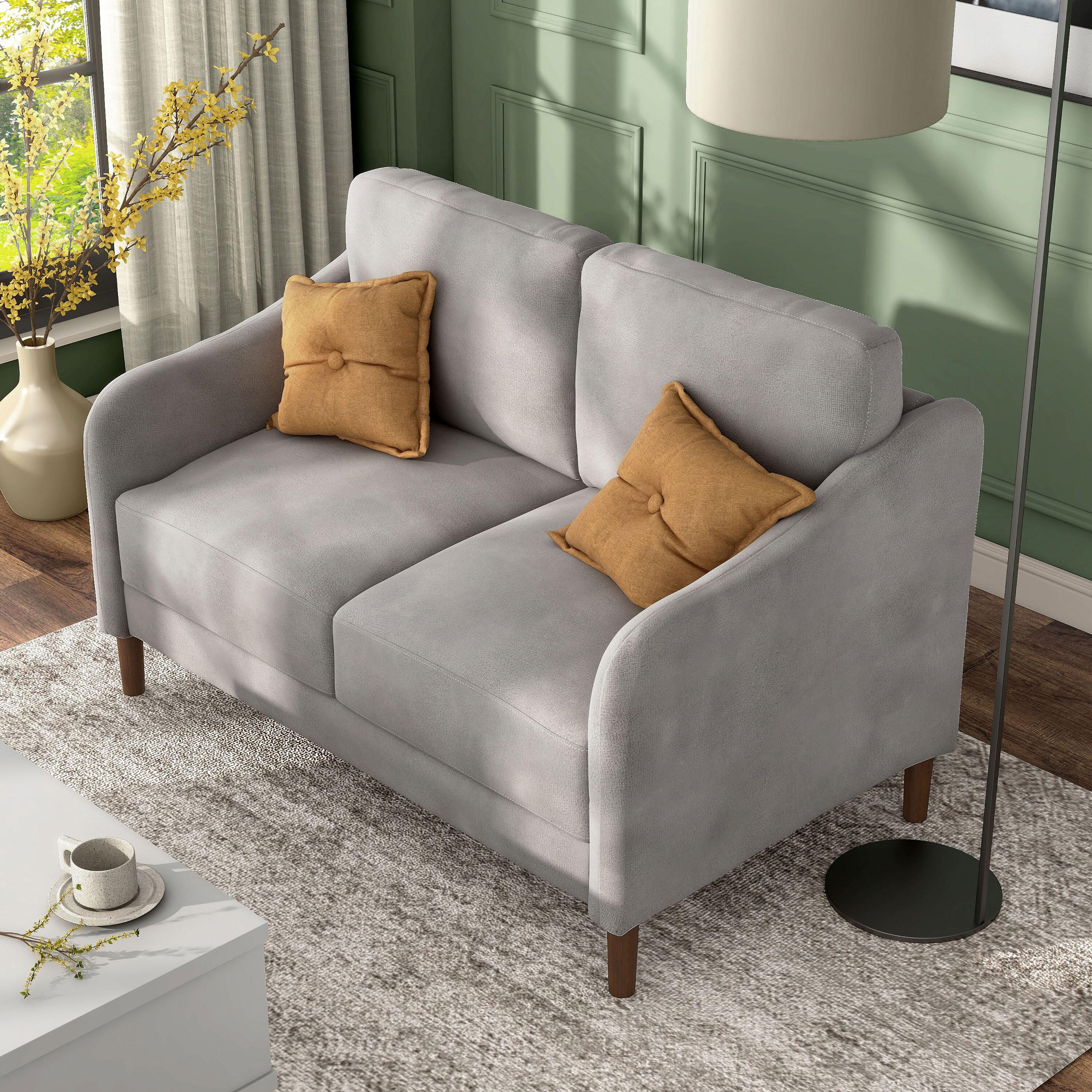 Furniture of America Litt Upholstered Fabric Gray Loveseat with Cushions