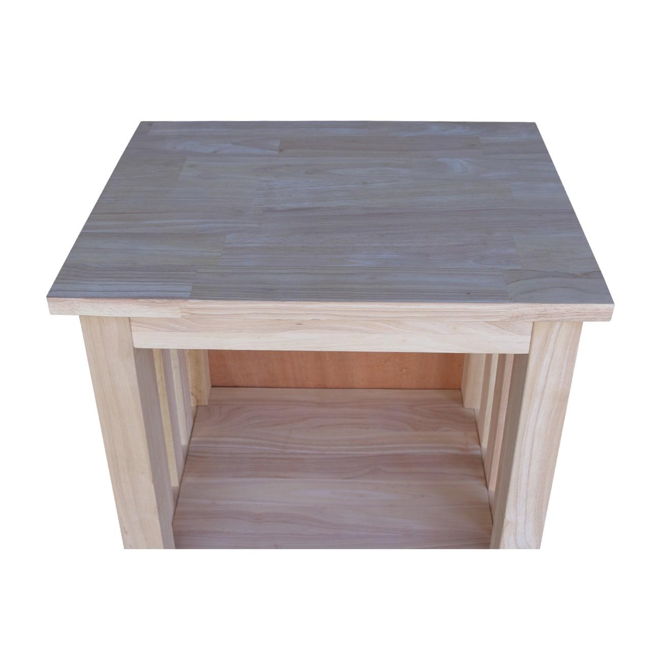 International Concepts Solid Wood Unfinished Mission Tall End Table with Drawer