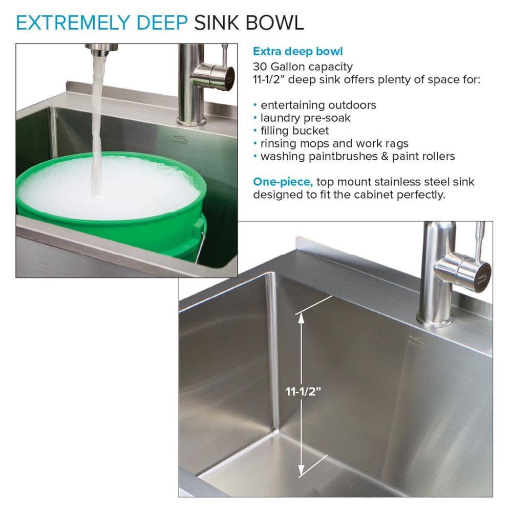 TFH-3622-SS 36'' L x 22'' W Free Standing Laundry Sink with Faucet