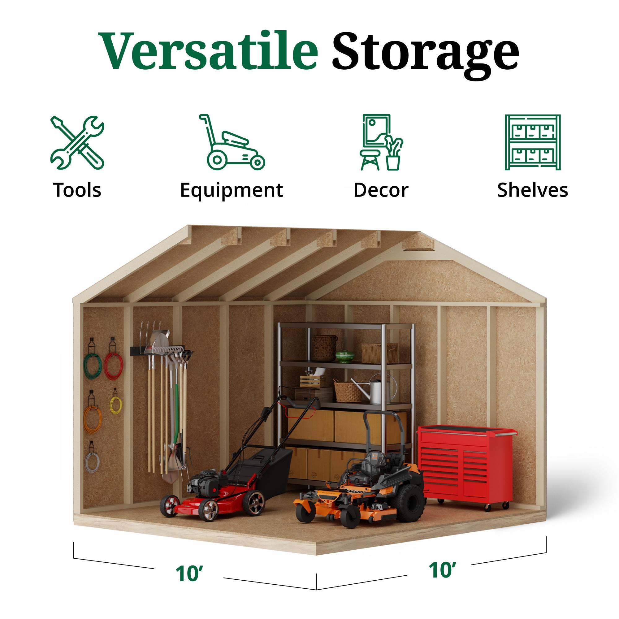 Little Cottage Co. 10x10 Value Workshop Shed with Operable Windows and Floor, Outdoor Wood Storage Do-It-Yourself Precut Kit