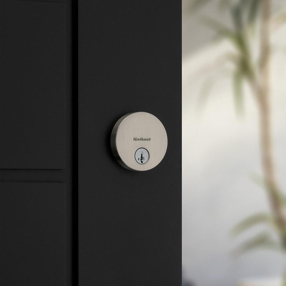 258 Uptown Round Keyed One Side Low Profile Deadbolt featuring SmartKey Security™ in Satin Nickel