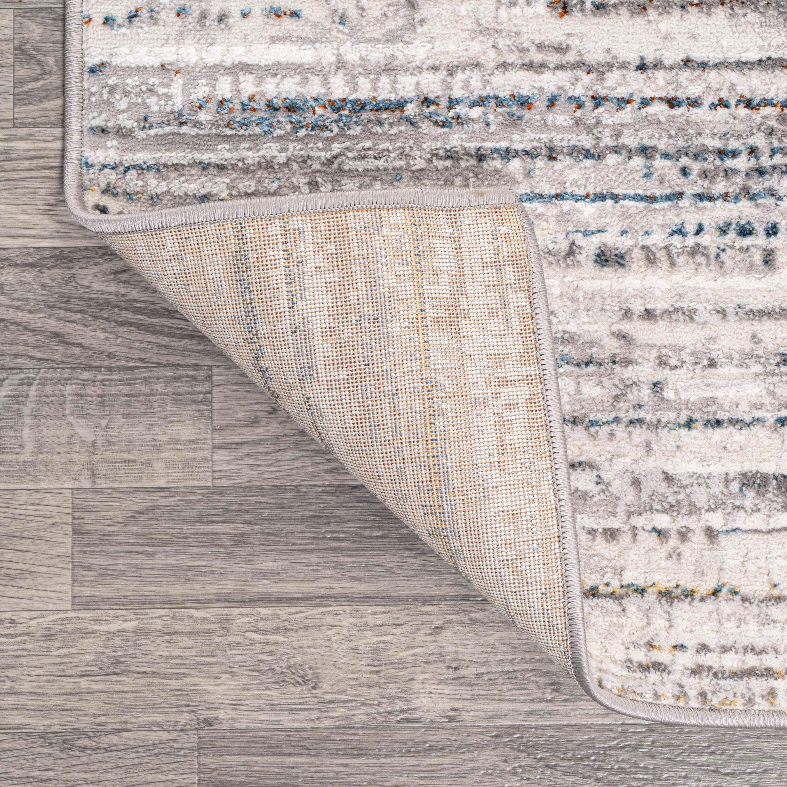JONATHAN Y Loom Modern Strie'  Gray/Blue/Orange 3 ft. x 5 ft. Area Rug
