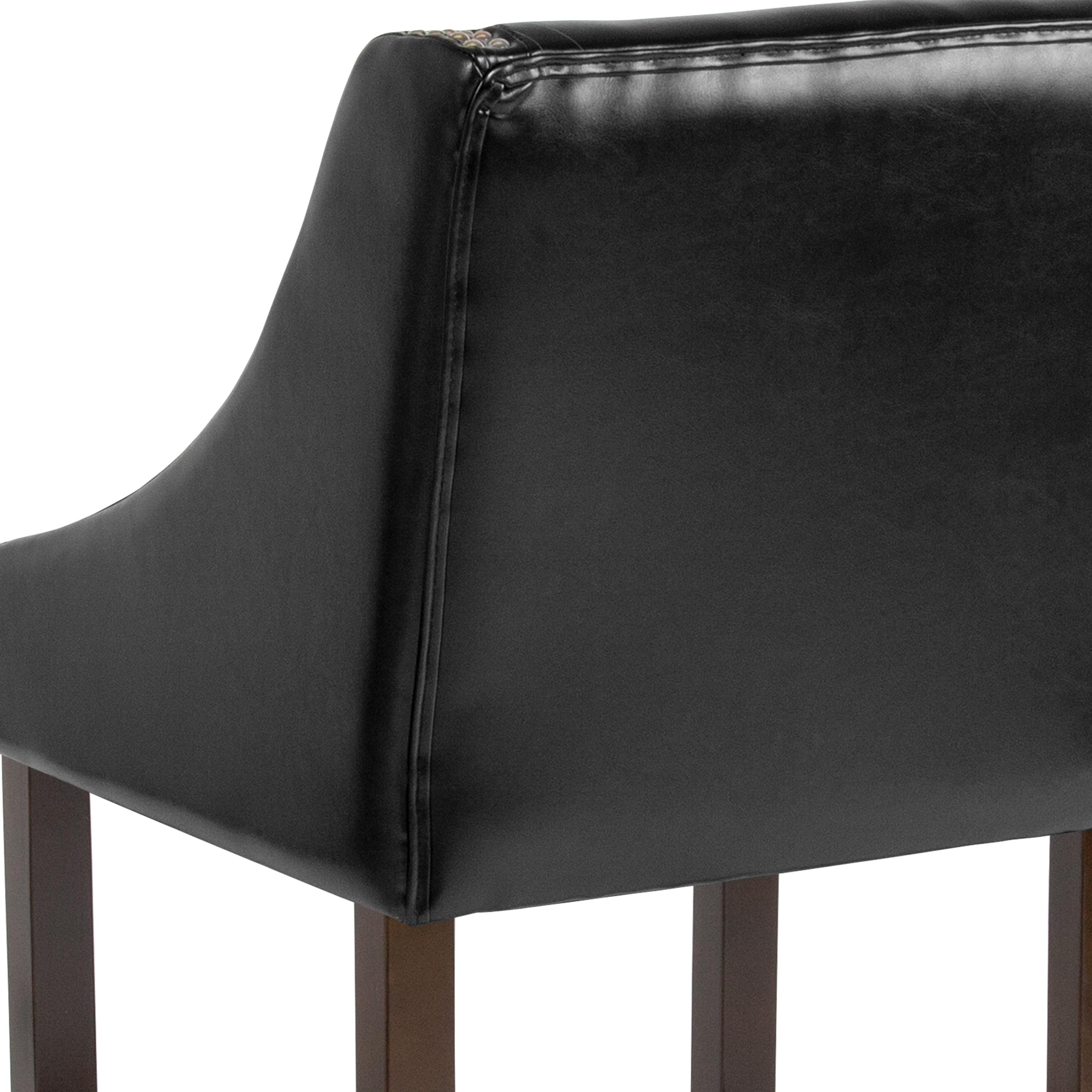 Flash Furniture Carmel Series 24" High Transitional Walnut Counter Height Stool with Nail Trim in Black LeatherSoft