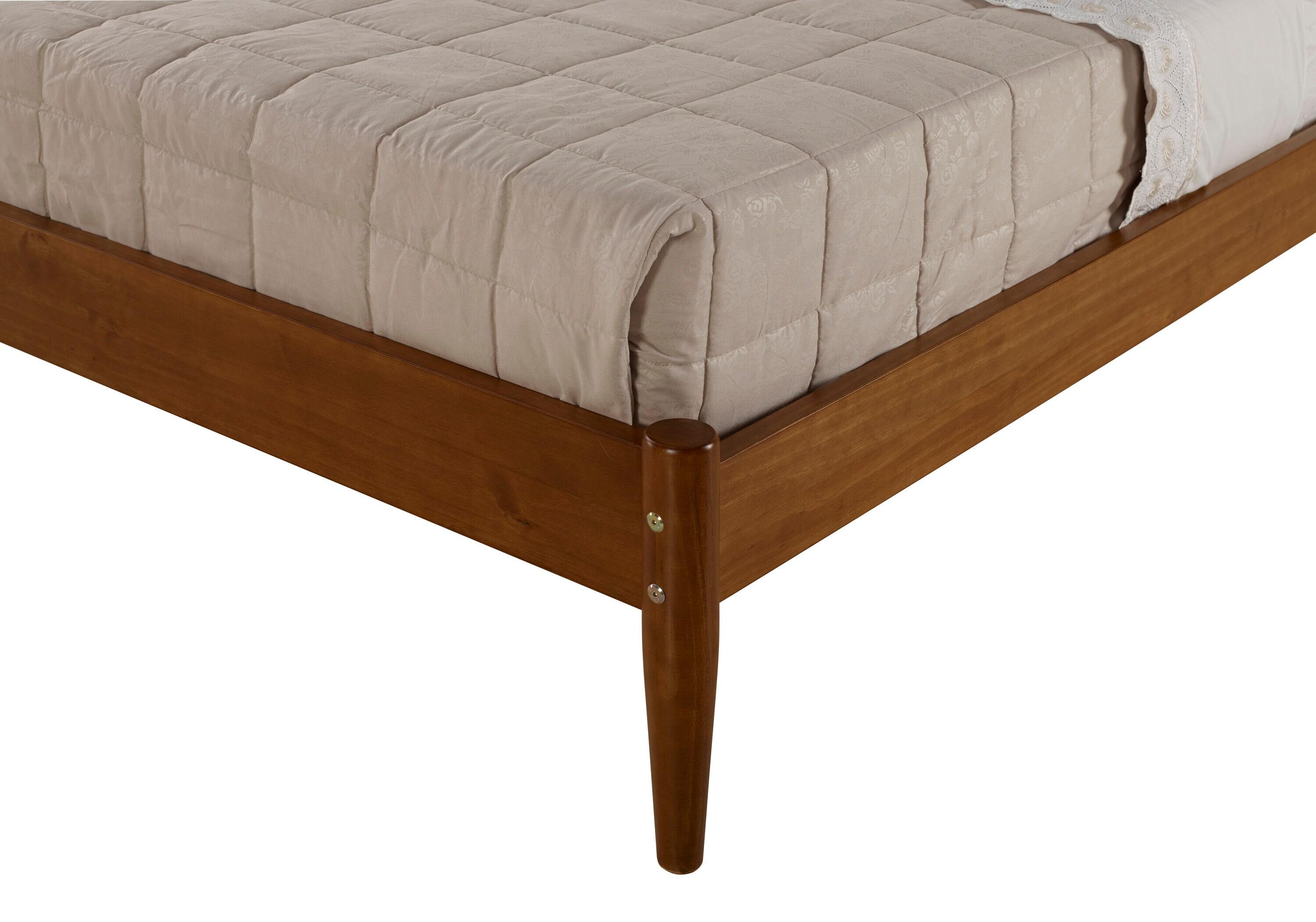 Camaflexi Mid Century Platform Bed Wood Panel Bed Frame with Headboard, Full, Castanho