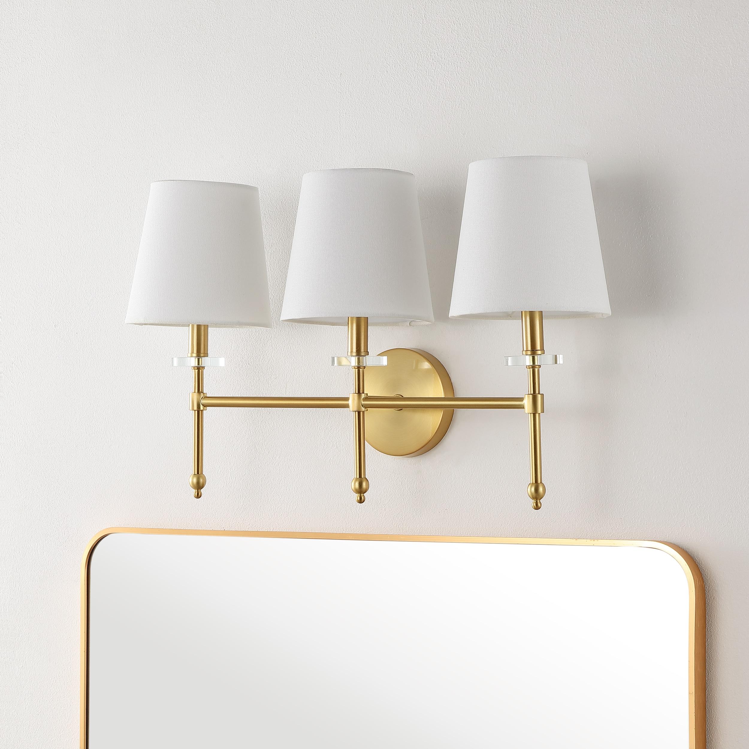 Olivia 23 in. 3-Light Brass Gold Modern Midcentury Iron LED Vanity Light