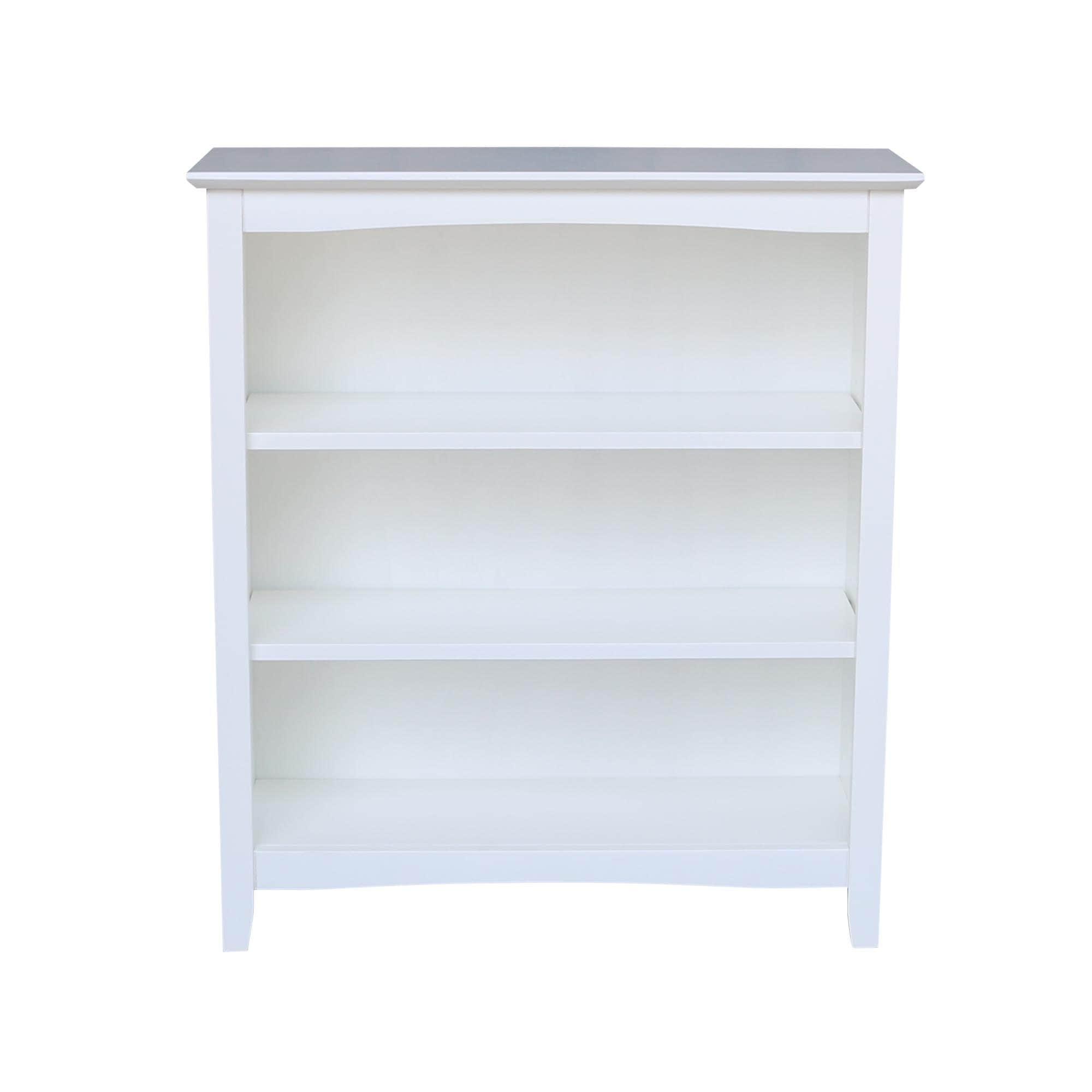 36" Shaker Bookshelf White - International Concepts: Modern Style, 2-Tier Storage, Hardwood Construction