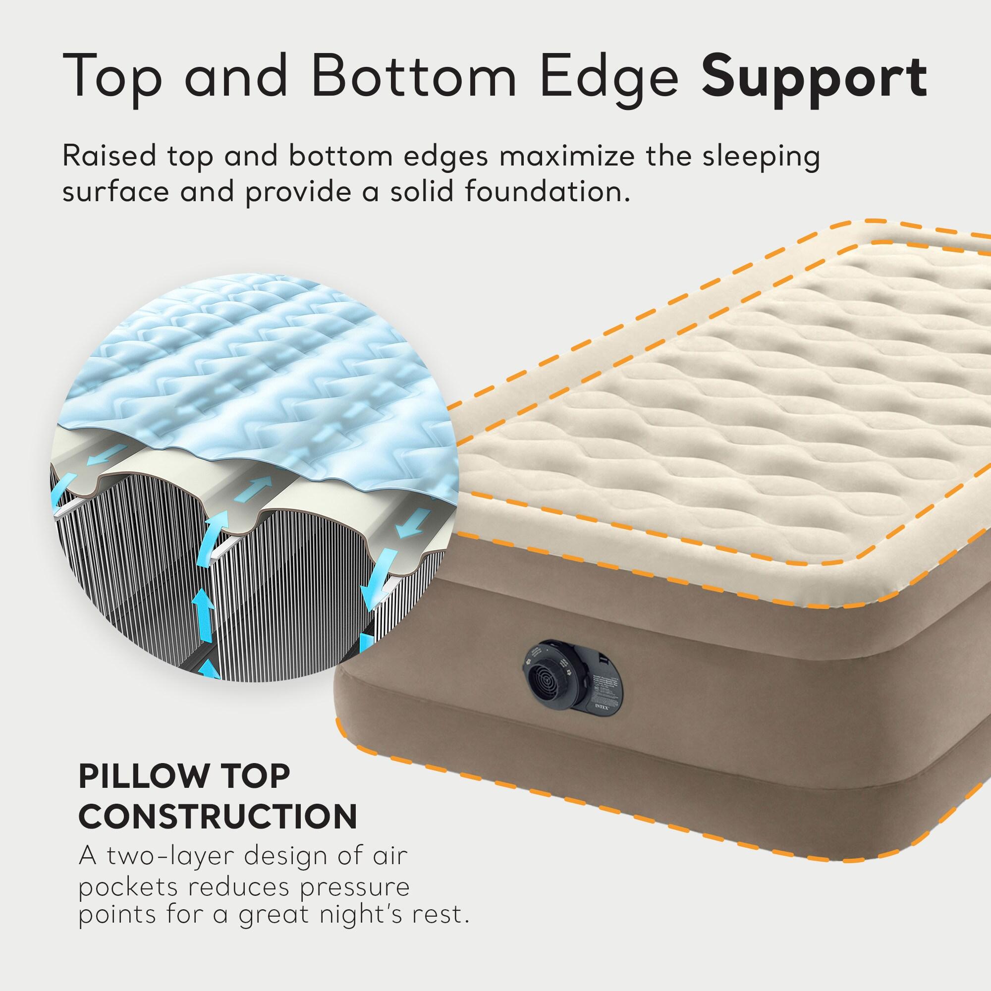 Intex Ultra Plush Fiber Tech Airbed Mattress with Built in Pump