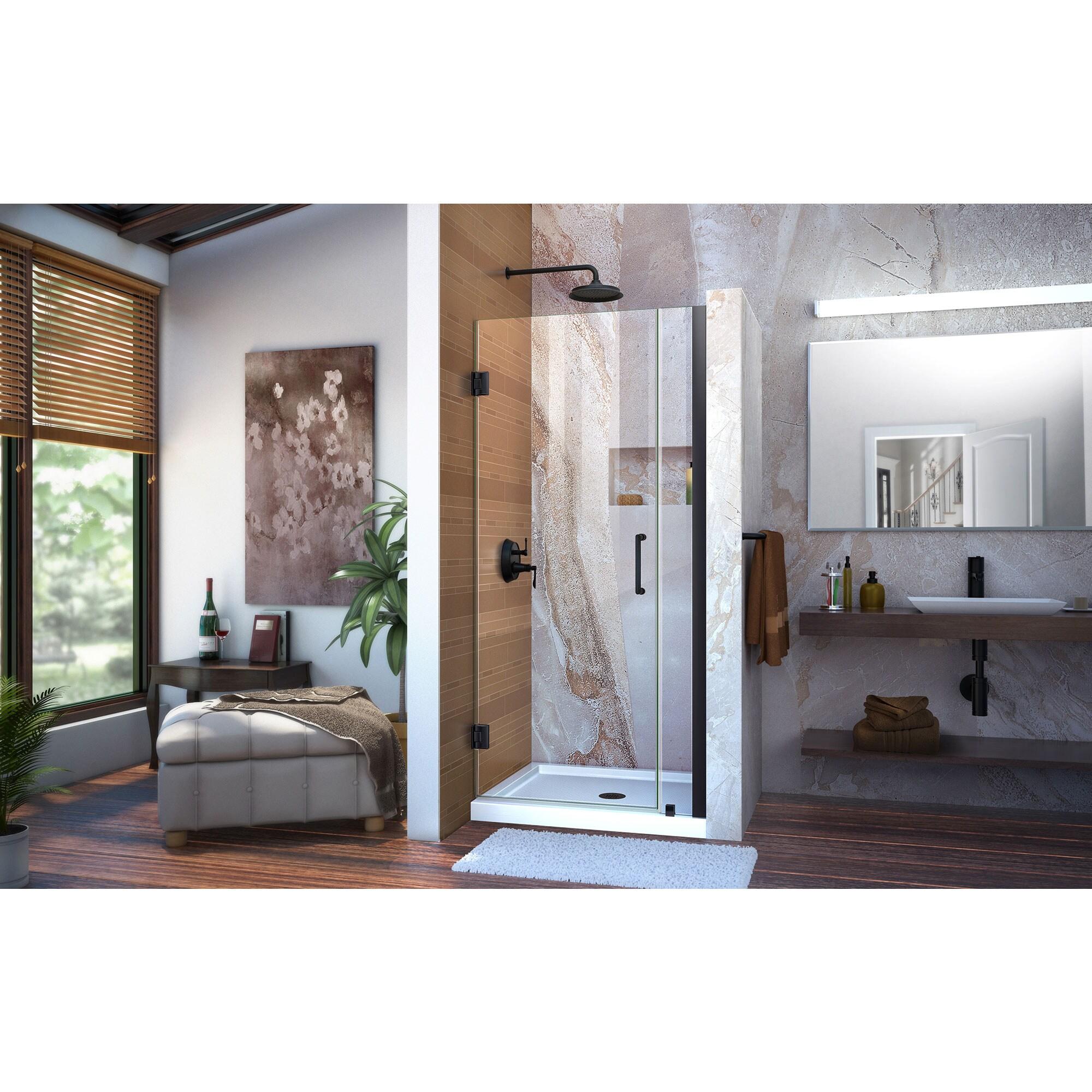 Unidoor 34" W x 72" H Hinged Frameless Shower Door with Clearmax™ Technology