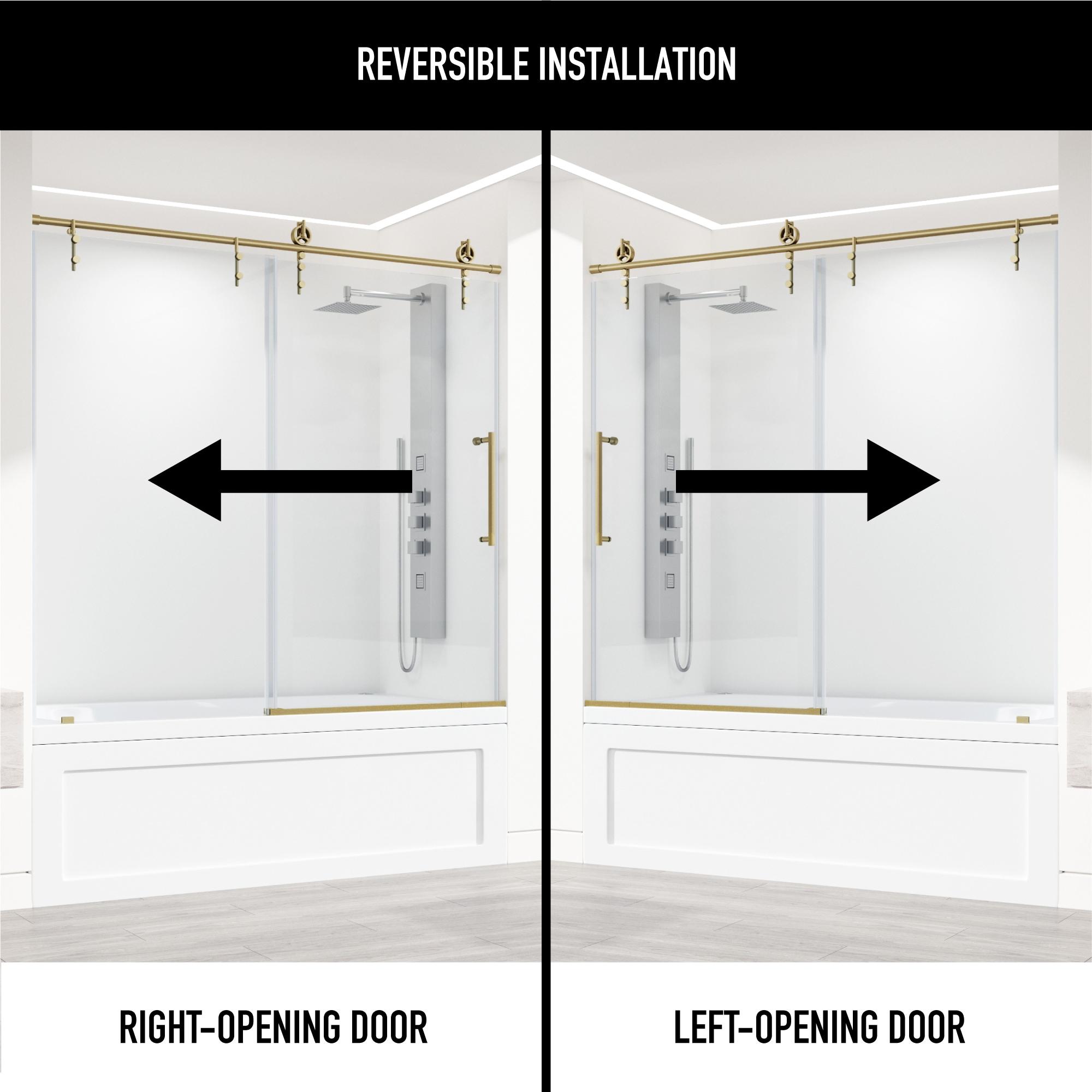 Hamilton 56-60" W x 68" H Sliding Frameless Tub Door with 3/8" Clear Glass