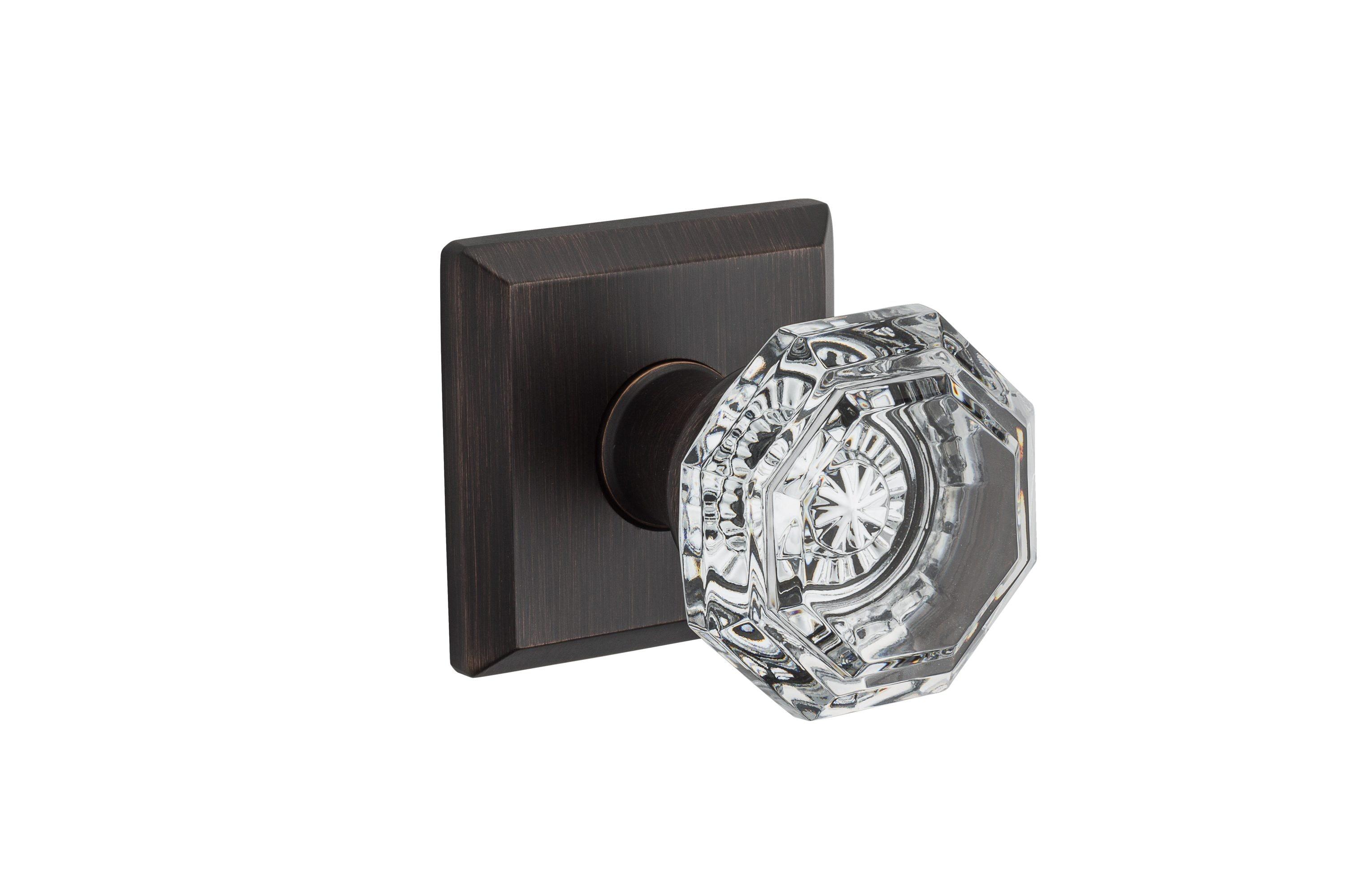 Crystal Passage Door Knob with Traditional Square Rose