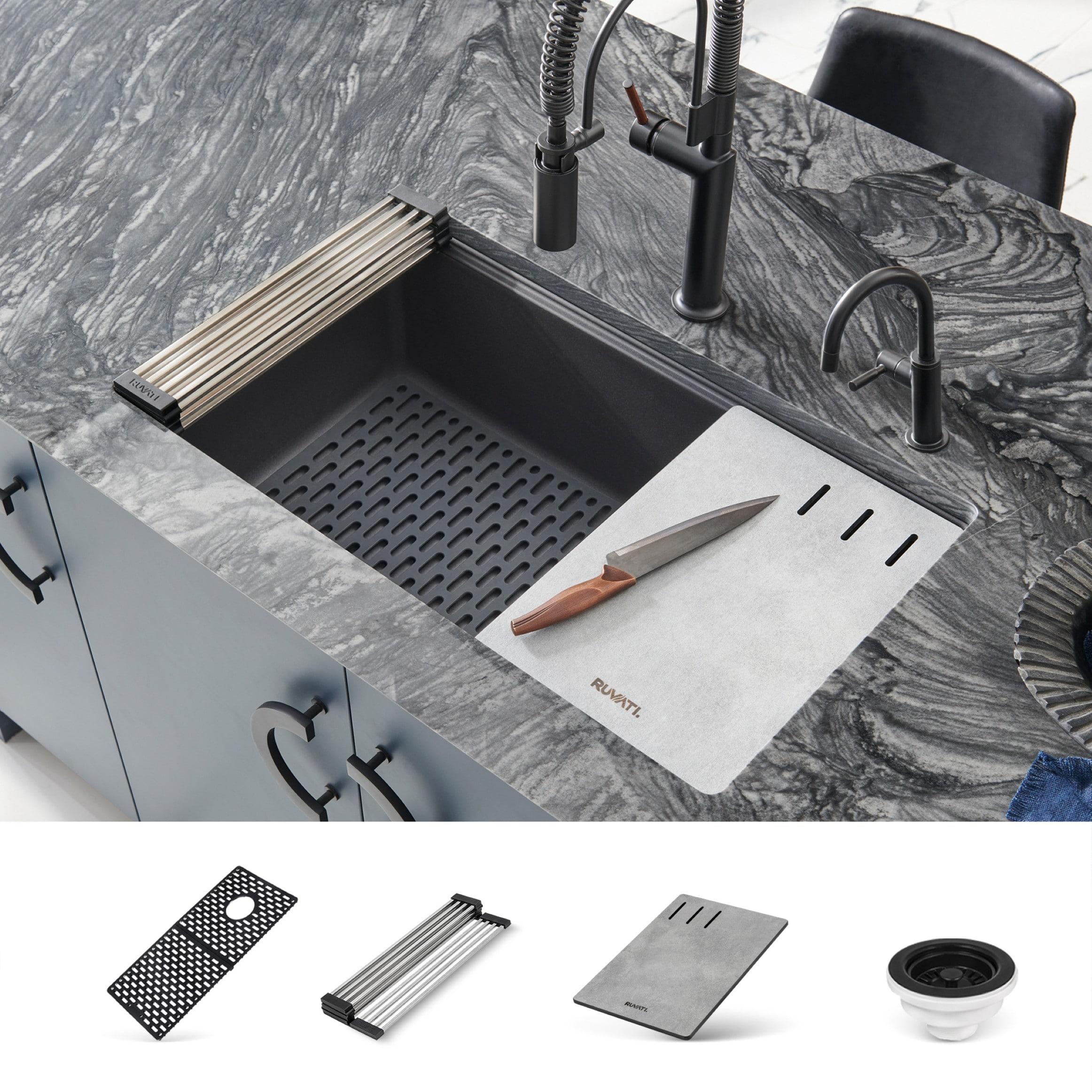 Ruvati 33-inch Undermount Workstation Granite Composite Kitchen Sink