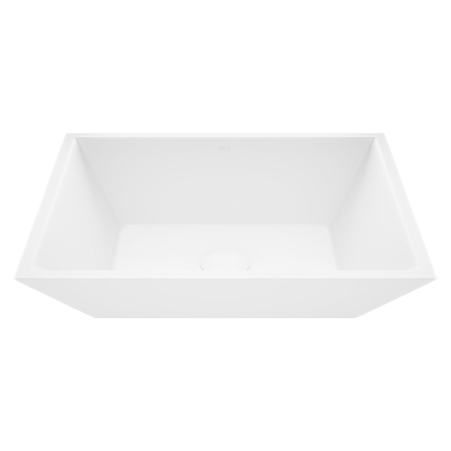 Vinca 18" L x 14" W x 5" H Matte White Handmade Rectangular Vessel Bathroom Sink