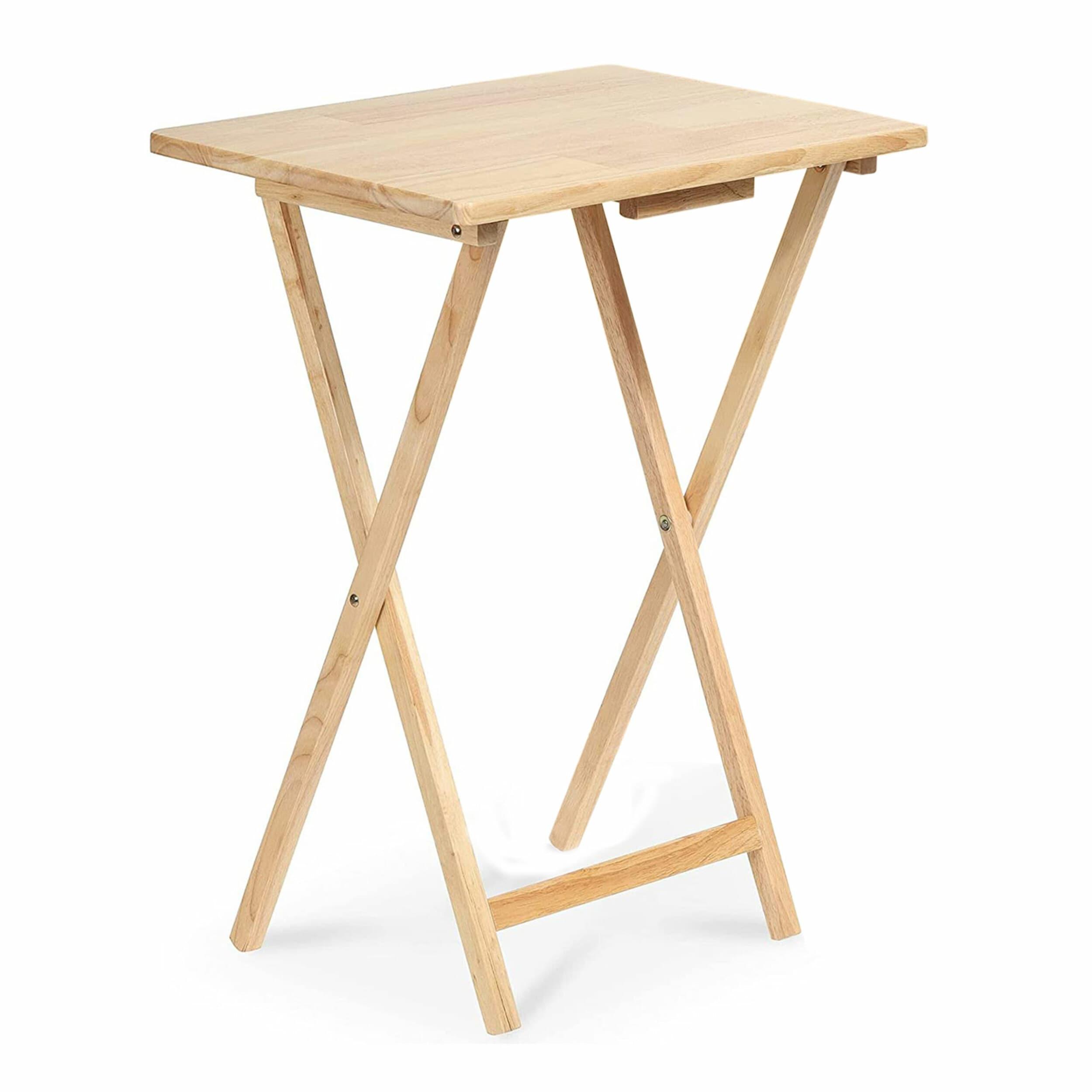 PJ Wood 19.09'' Solid Wood Rectangular Portable Folding Table (Set of 2)