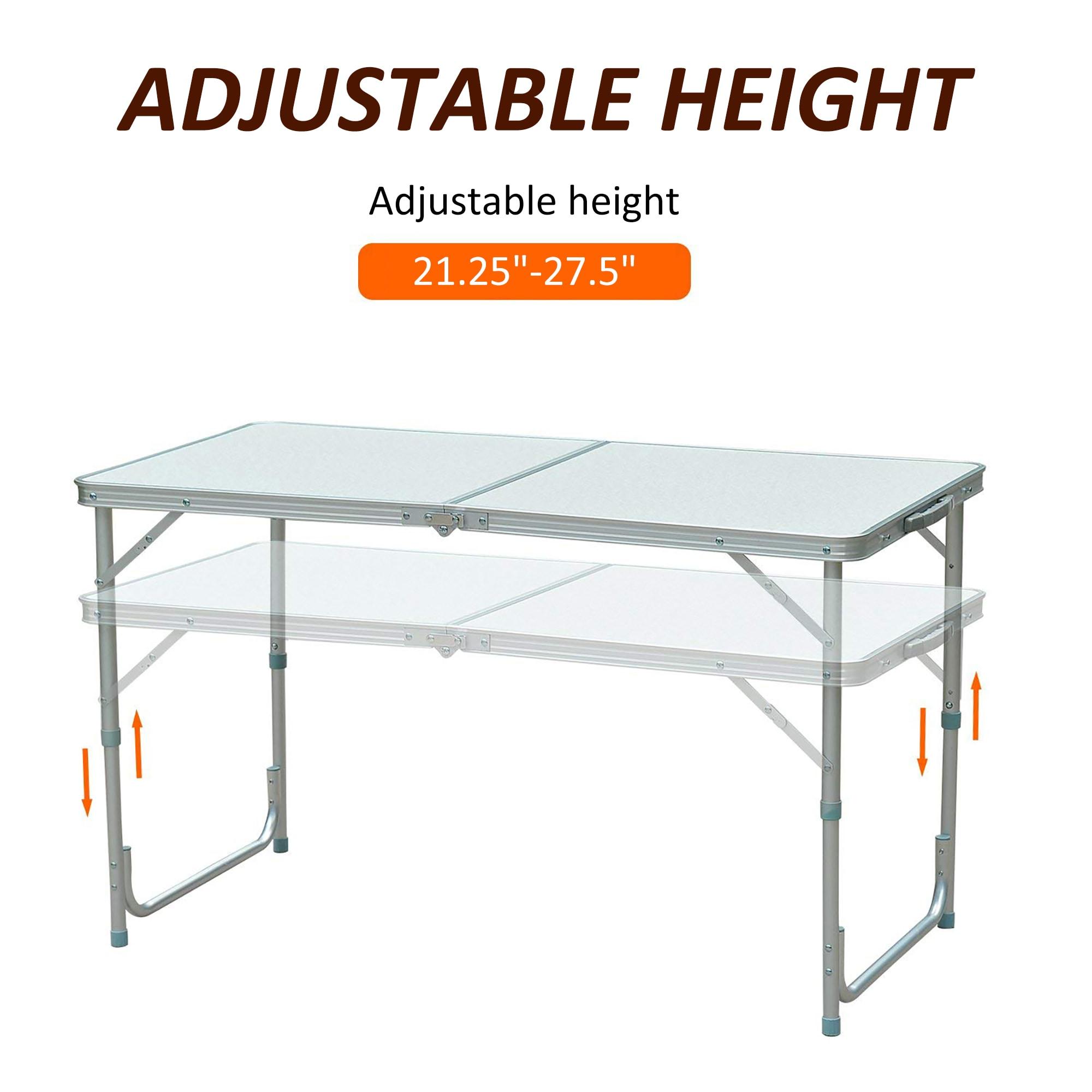 Outsunny 47" Aluminum Lightweight Portable Height Adjustable Camping Table with a Carry Handle & Easy Folding Design