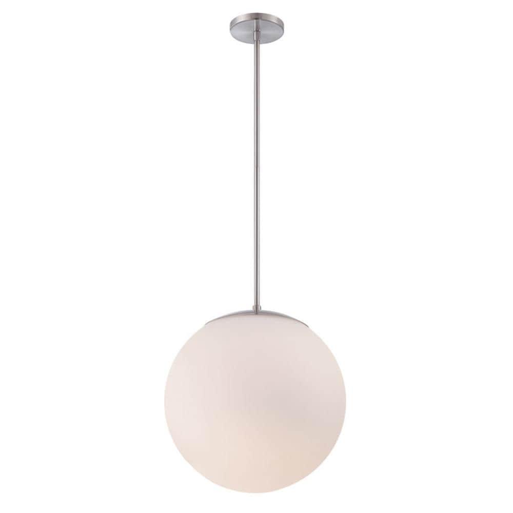 Contemporary Niveous 13.75" LED Globe Pendant in Brushed Nickel