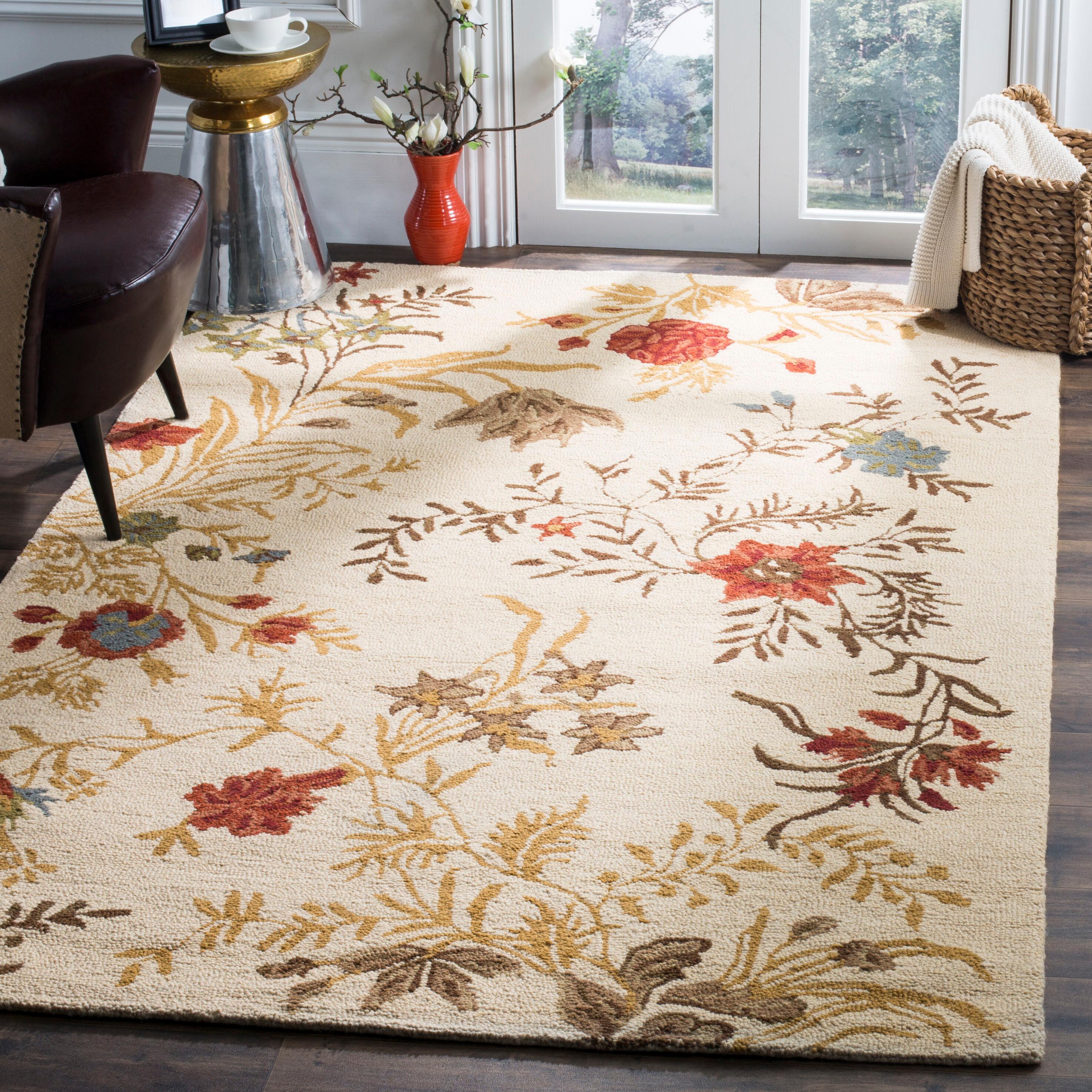 Blossom BLM916 Hand Hooked Indoor Area Rug - Beige/Multi - 5'x8' - Safavieh
