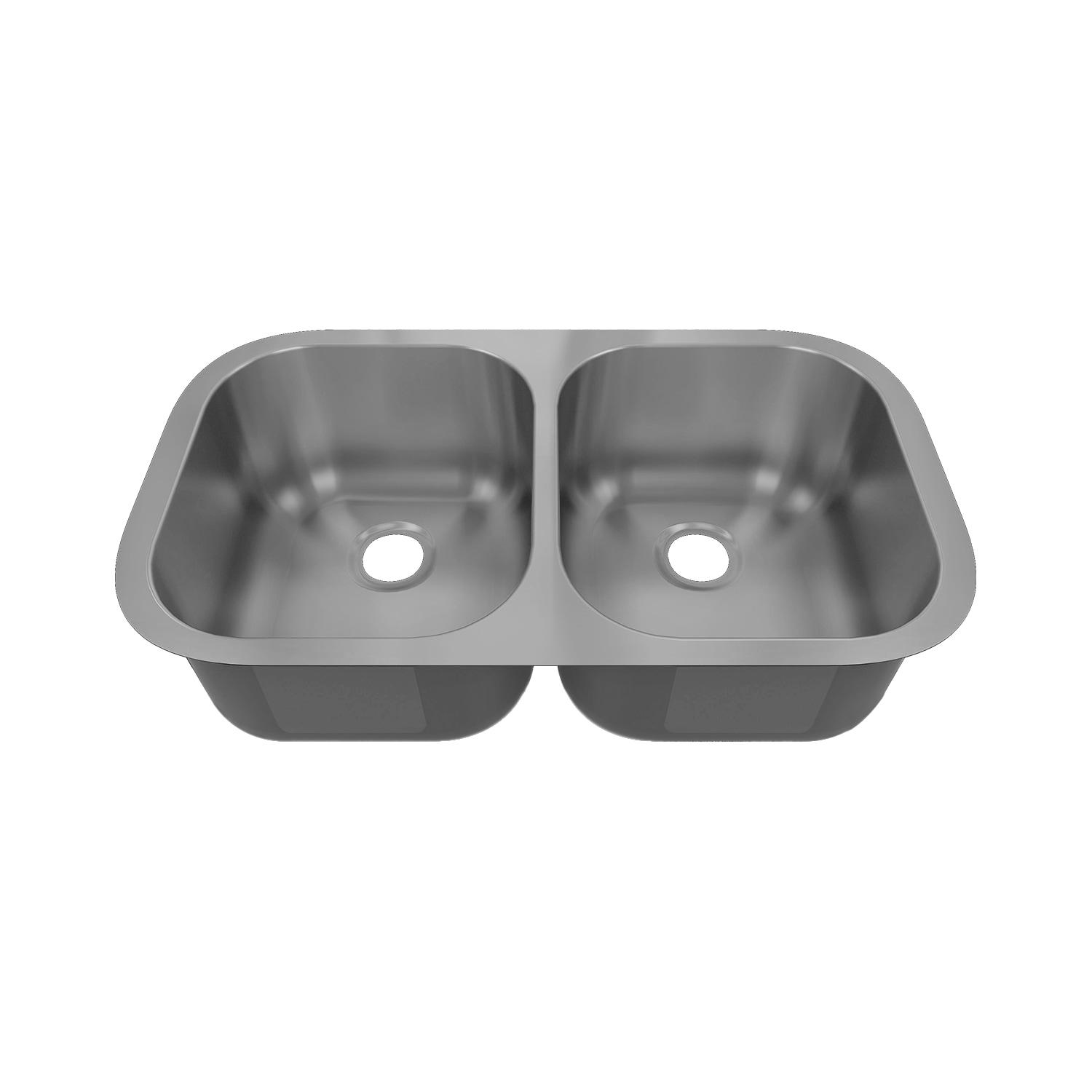 Sinber 32" Undermount Double Bowl 304 Stainless Steel Kitchen Sink