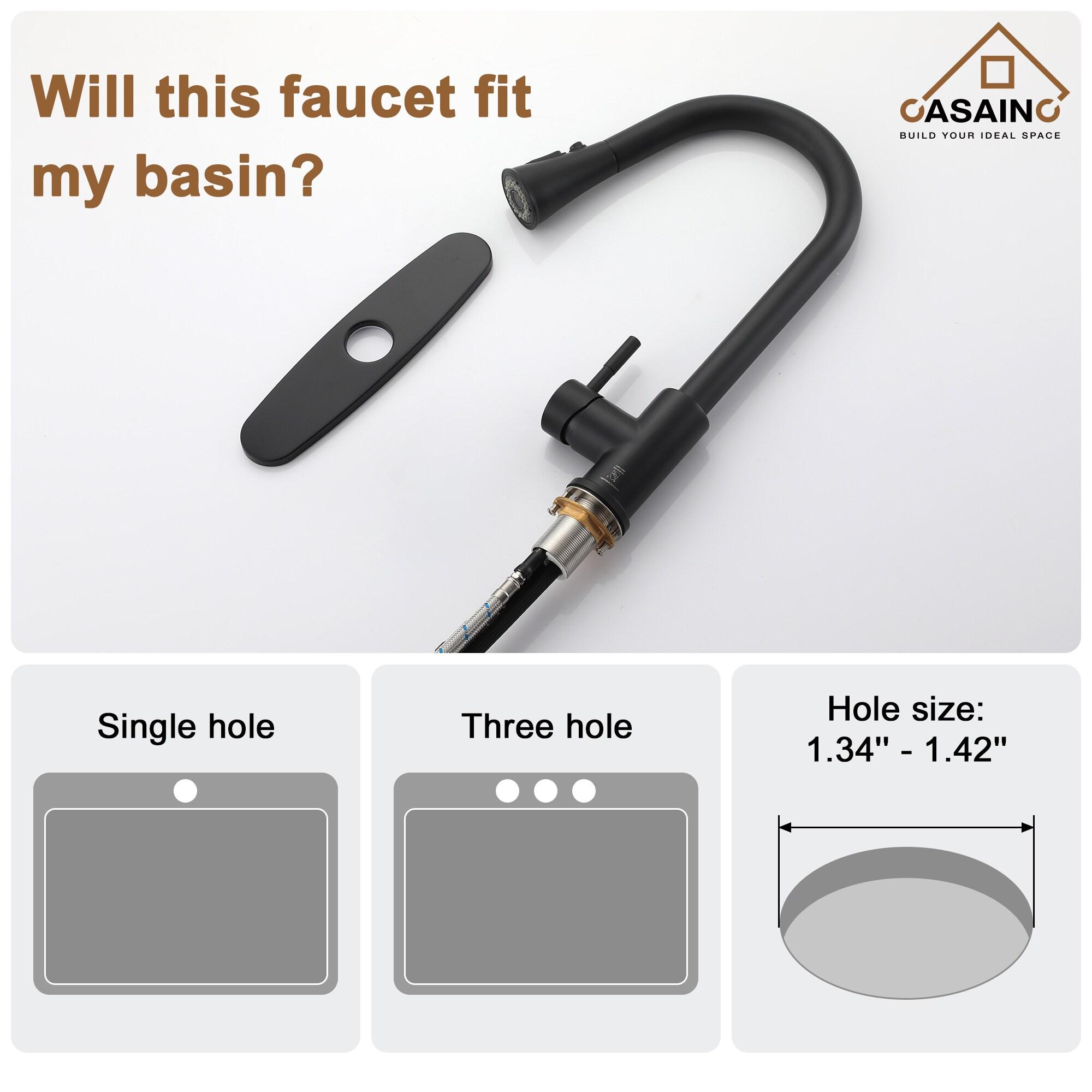 Pull Down Sprayer Kitchen Faucet with Dual-Function Sprayer and Deck Plate in Spot-Free