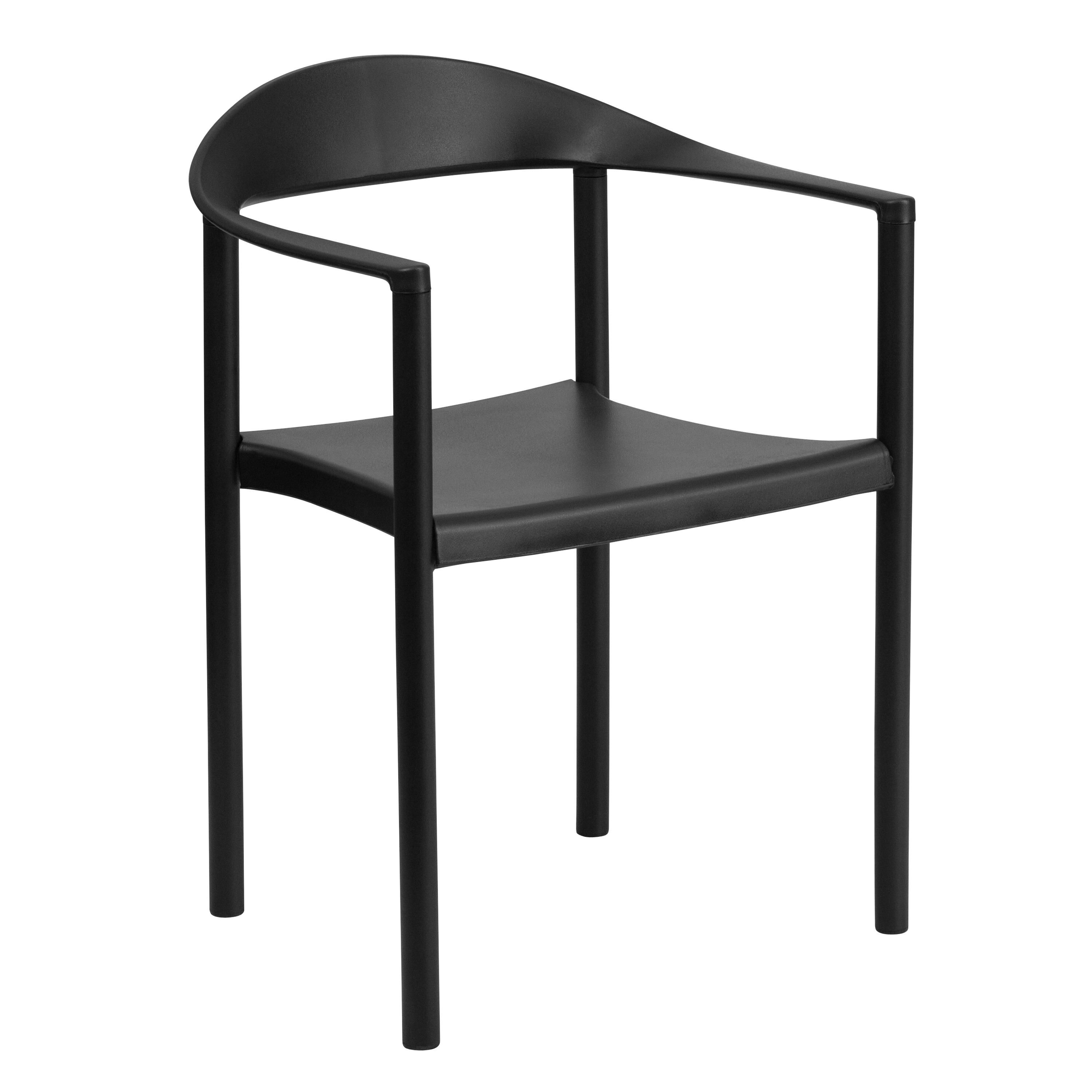 Flash Furniture HERCULES Series 1000 lb. Capacity Black Plastic Cafe Stack Chair