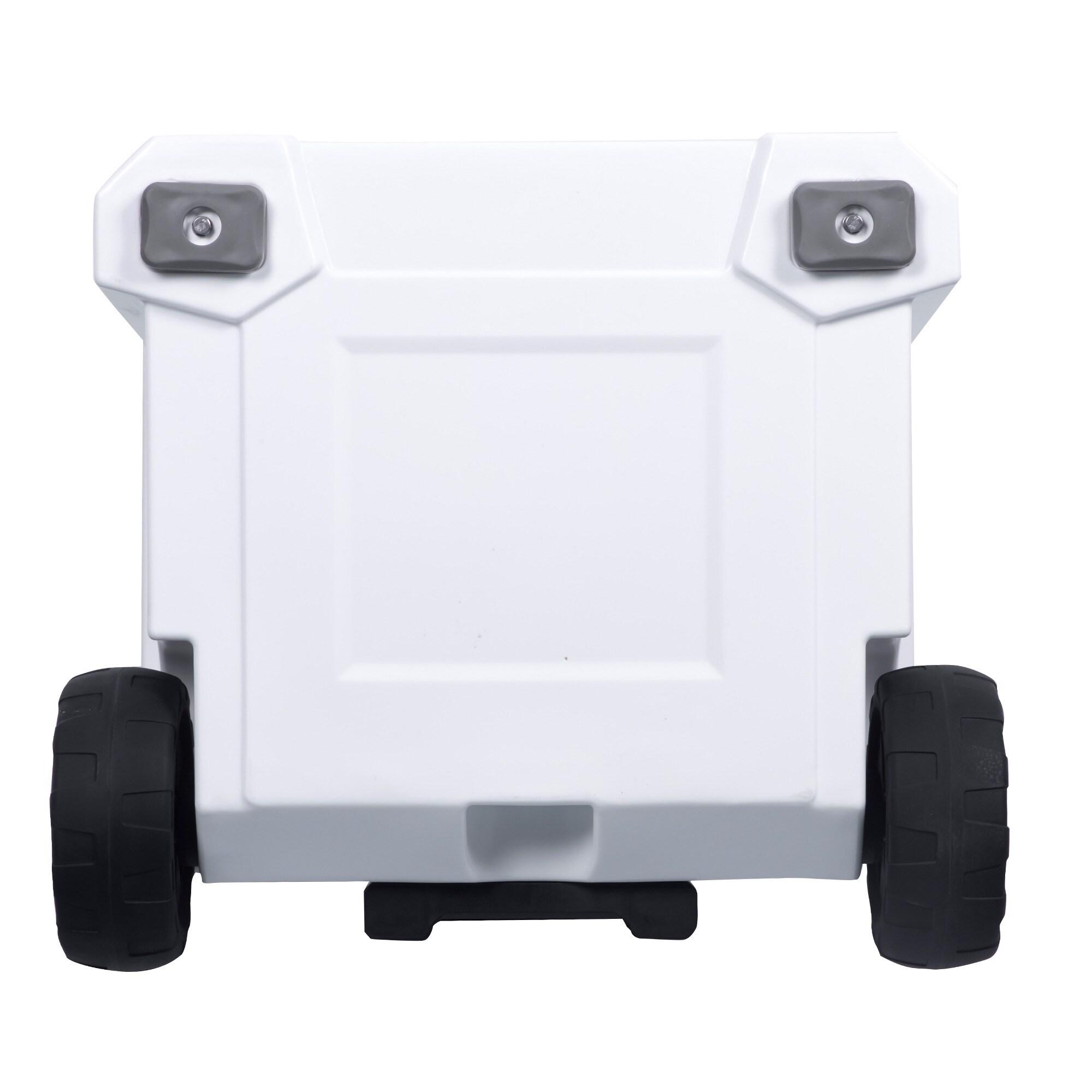 Camp-Zero 50 - 52 Qt. Premium Chest Cooler with Easy-Roll Wheels White