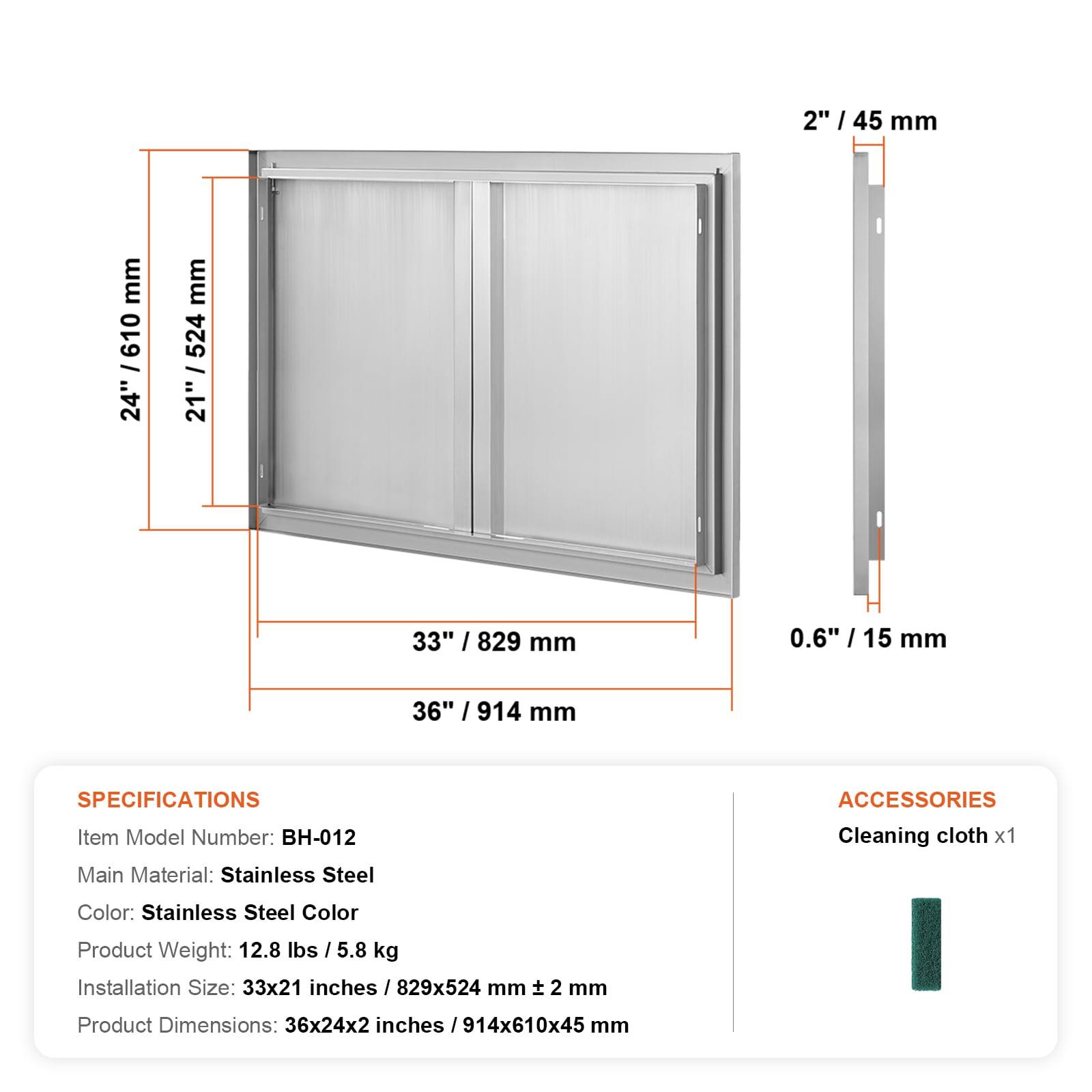 BBQ Access Door, 36W x 24H Inch Double Outdoor Kitchen Door