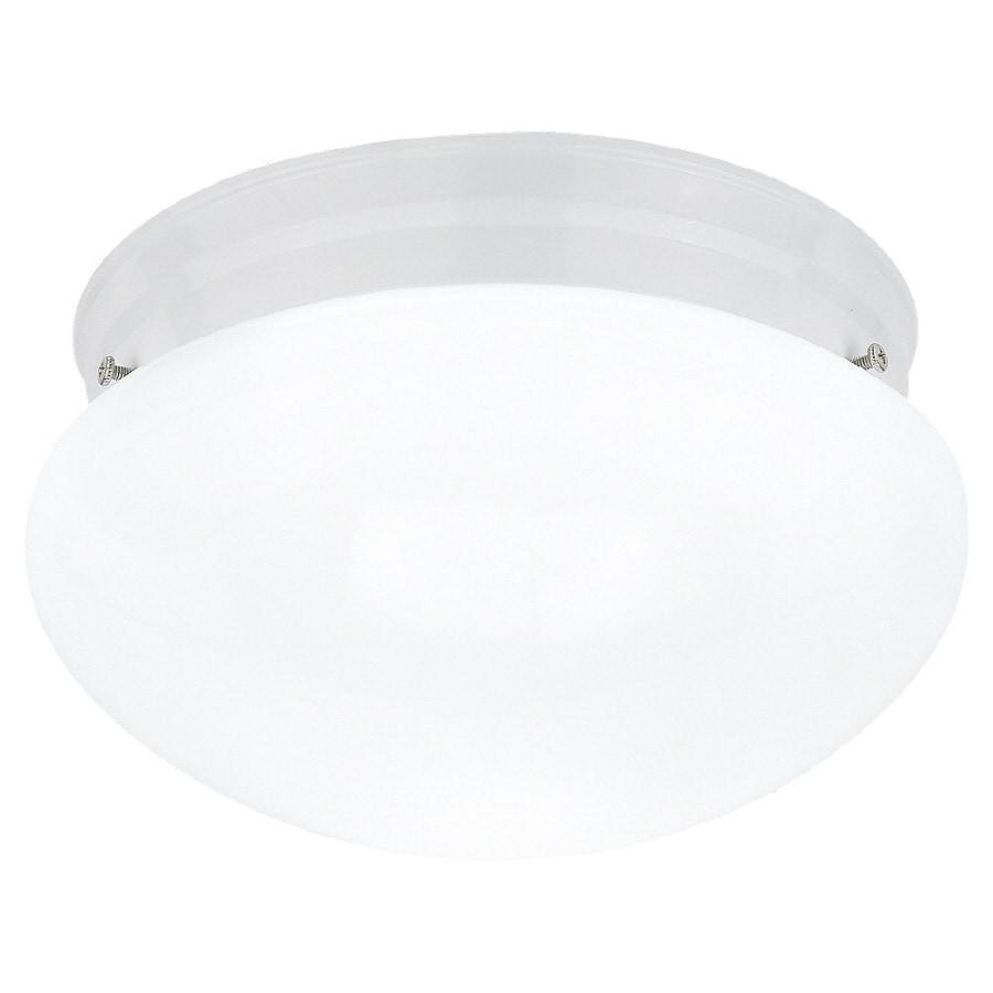 White Smooth Glass 2-Light Indoor/Outdoor Flush Mount Ceiling Fixture