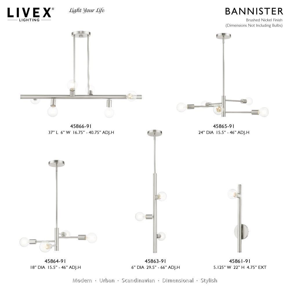 Livex Lighting - Bannister - 5 Light Chandelier in Mid Century Modern Style - 24